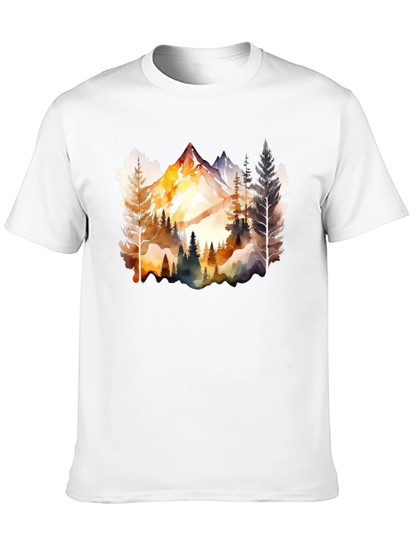 Black Watercolor Mountain & Forest Graphic Tee - Black view 10