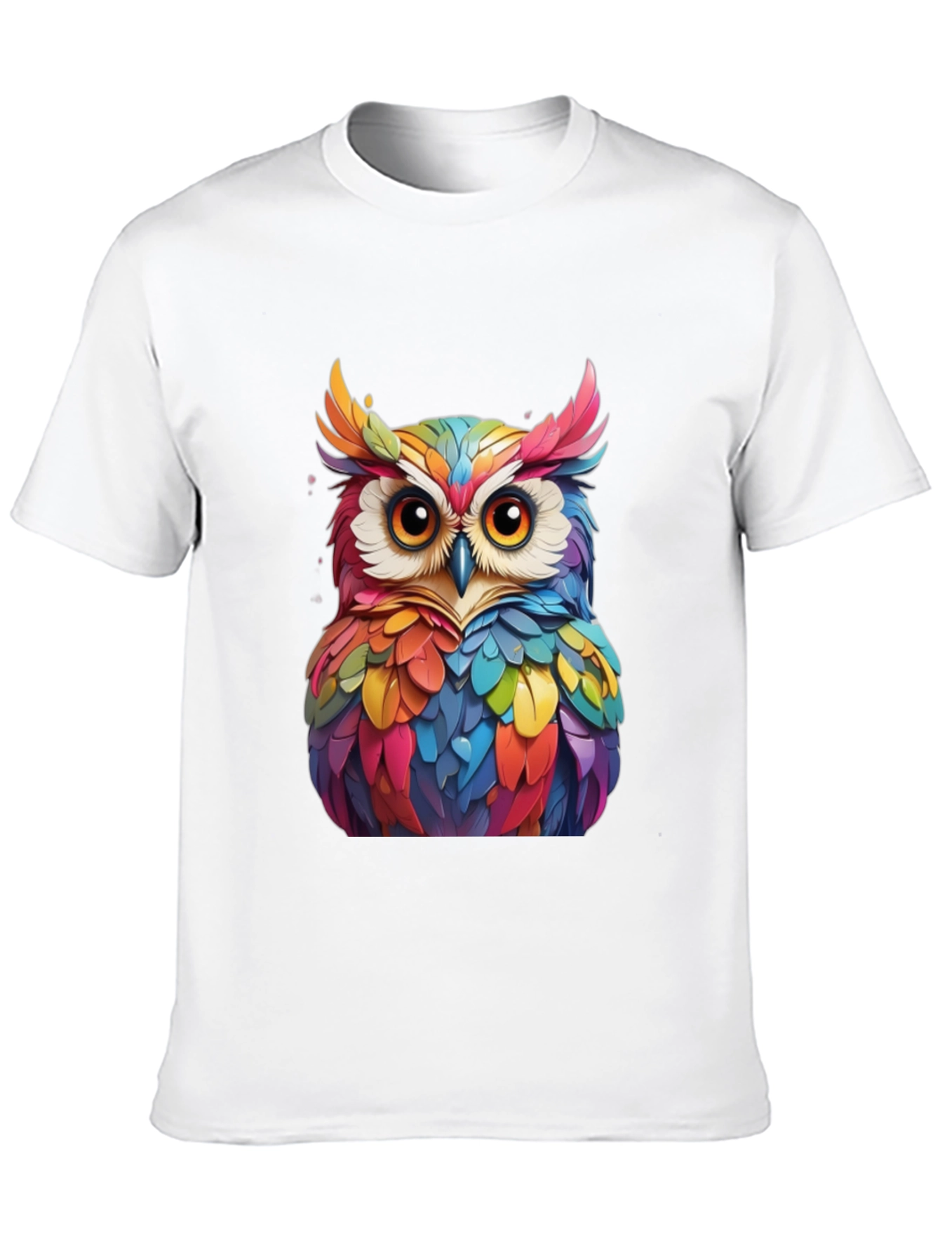 Black Colorful Owl Graphic Print Black T-Shirt view 10