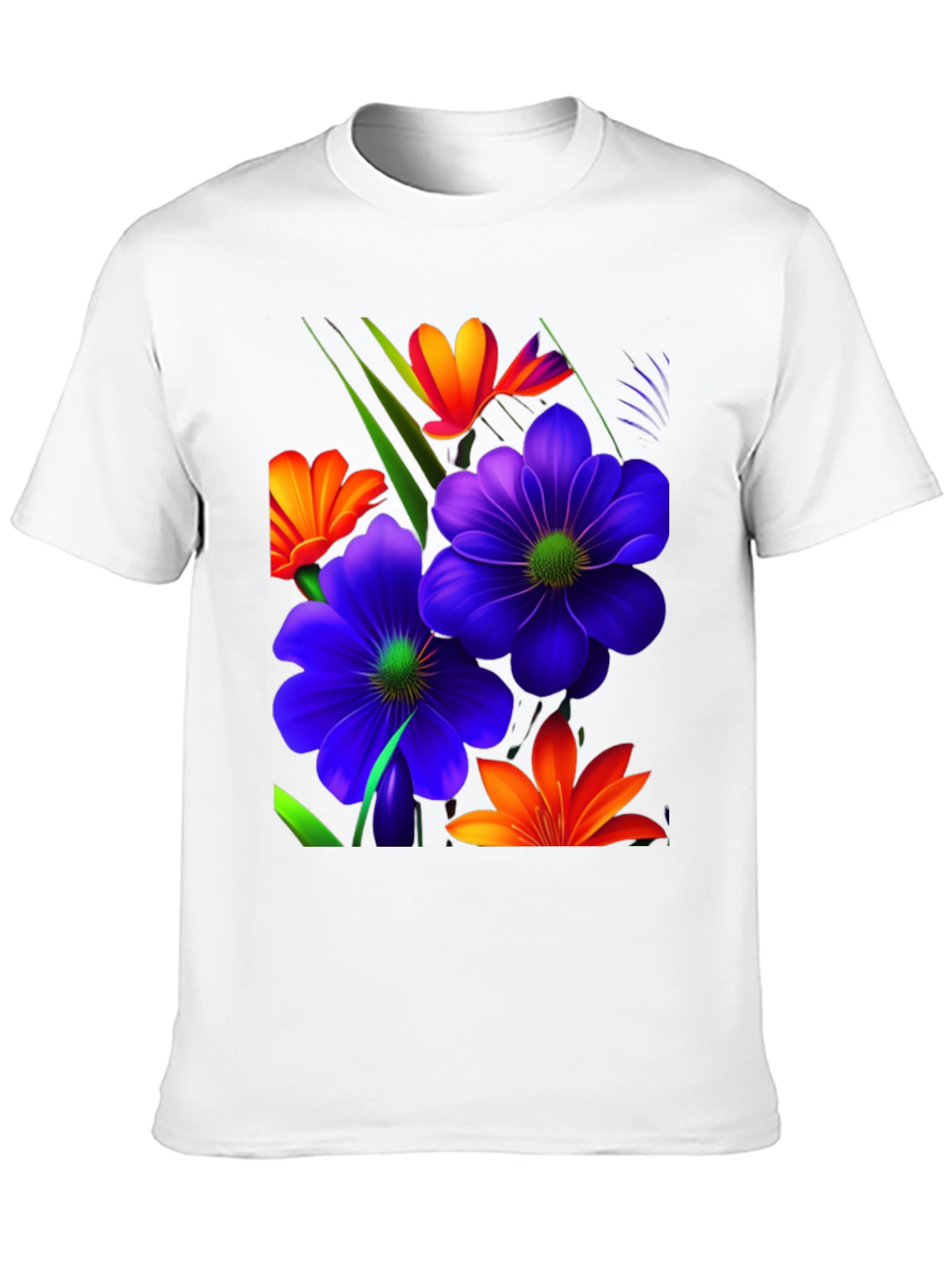 Black Floral Design T-Shirt - Bold & Vibrant view 10