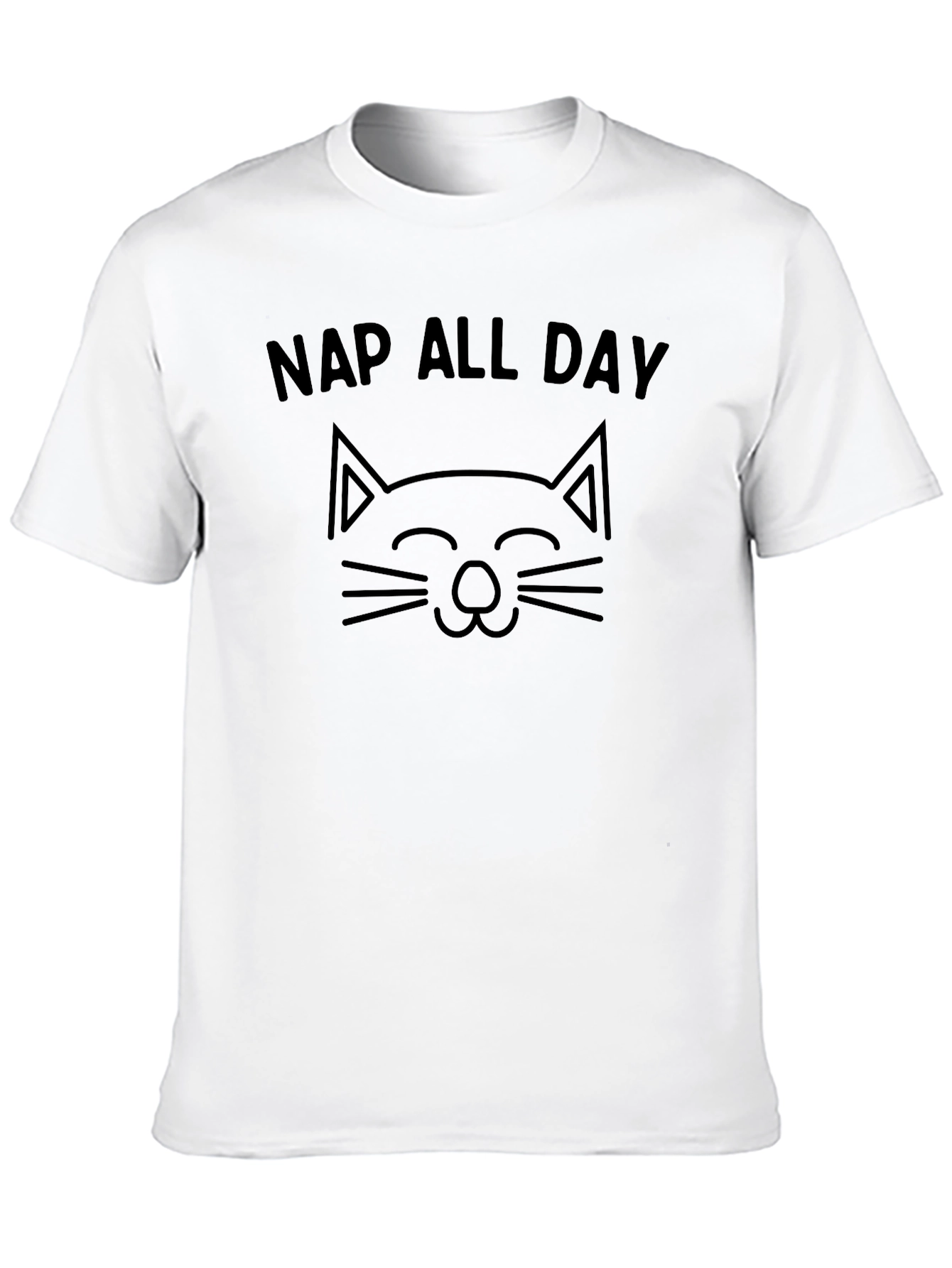 Black Nap All Day Cat Graphic T-Shirt - Soft Cotton Tee view 10
