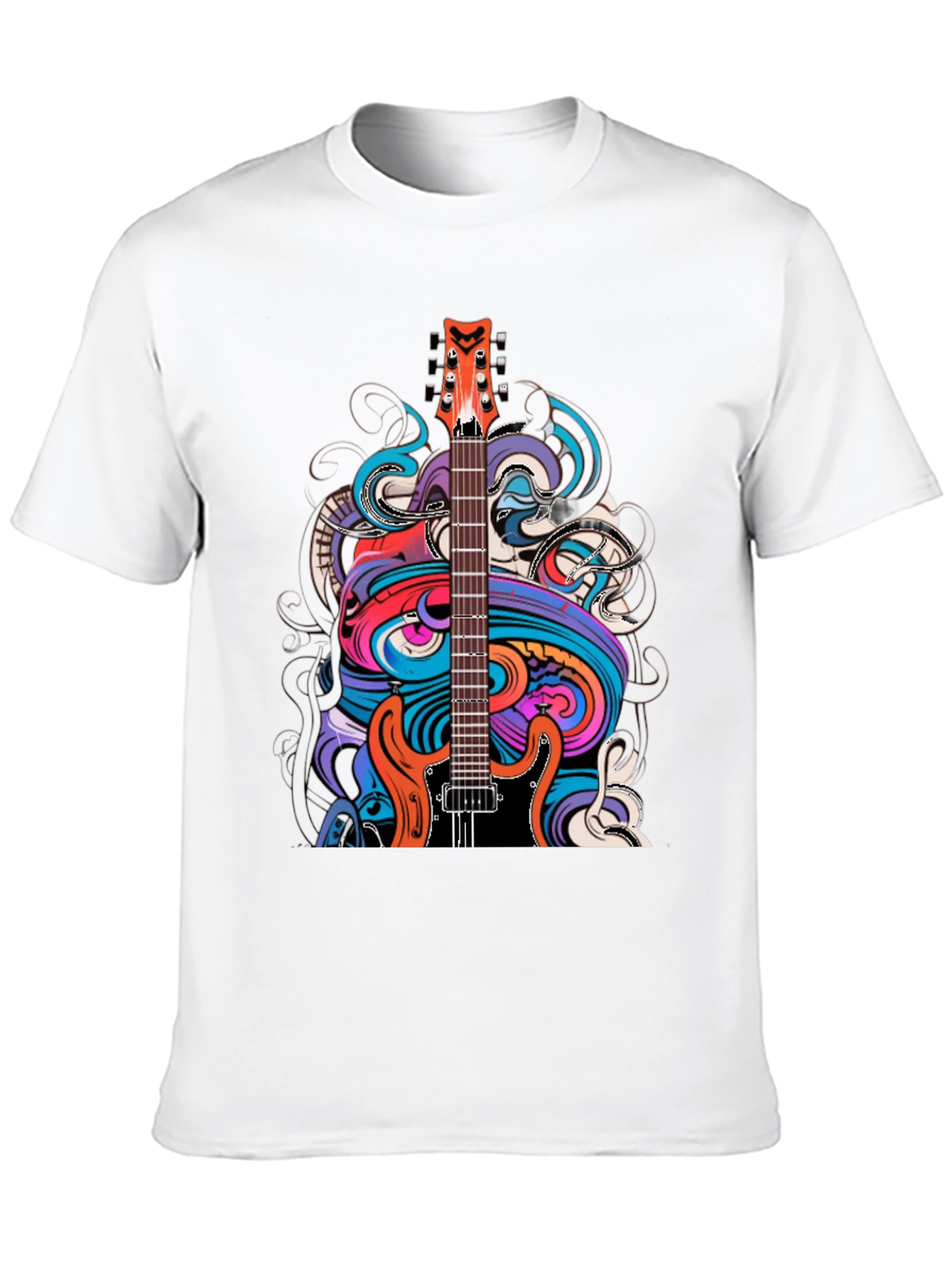 Black Electric Guitar Art T-Shirt - Rock Band Tee view 10