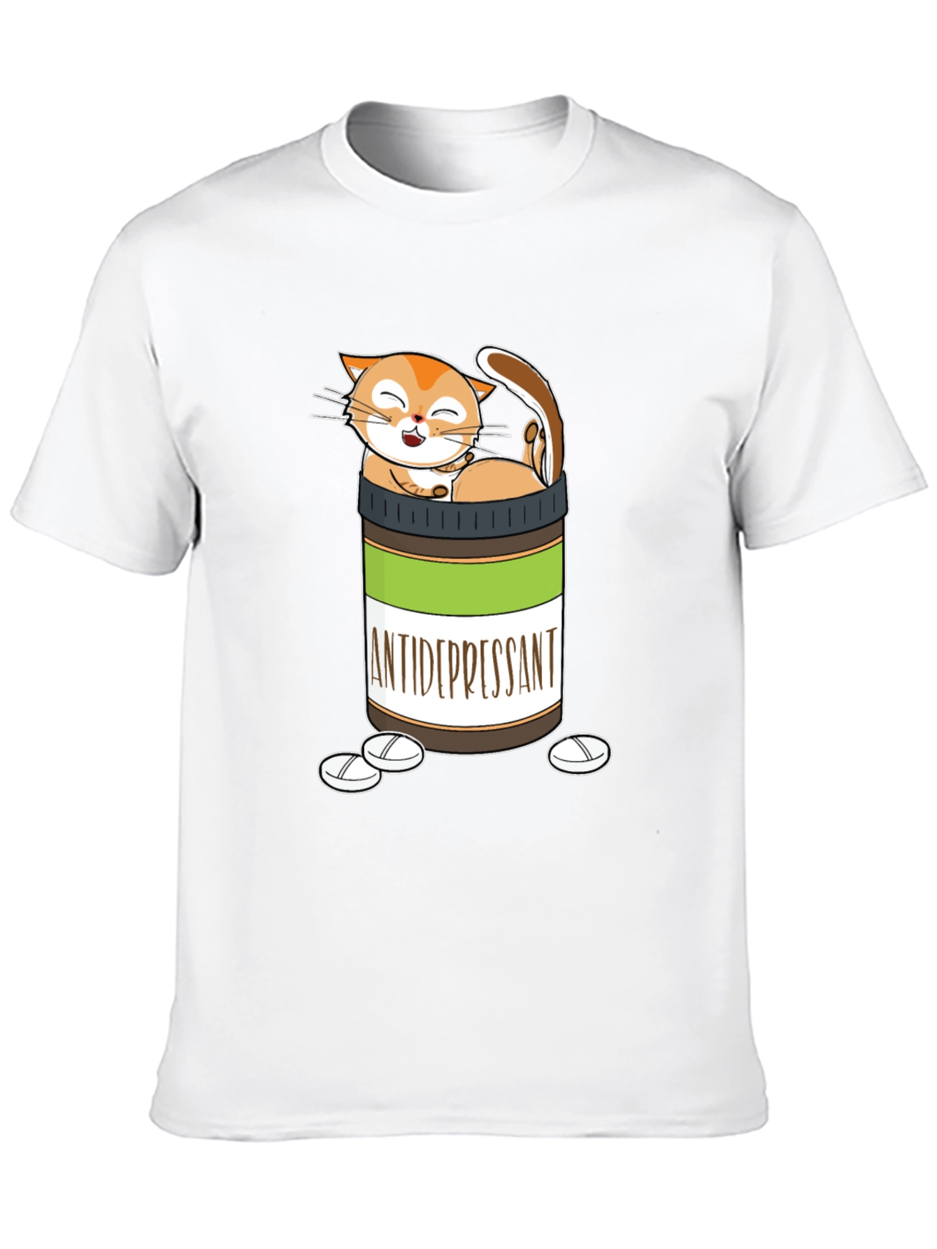 Black Funny Cat Antidepressant T-Shirt view 10