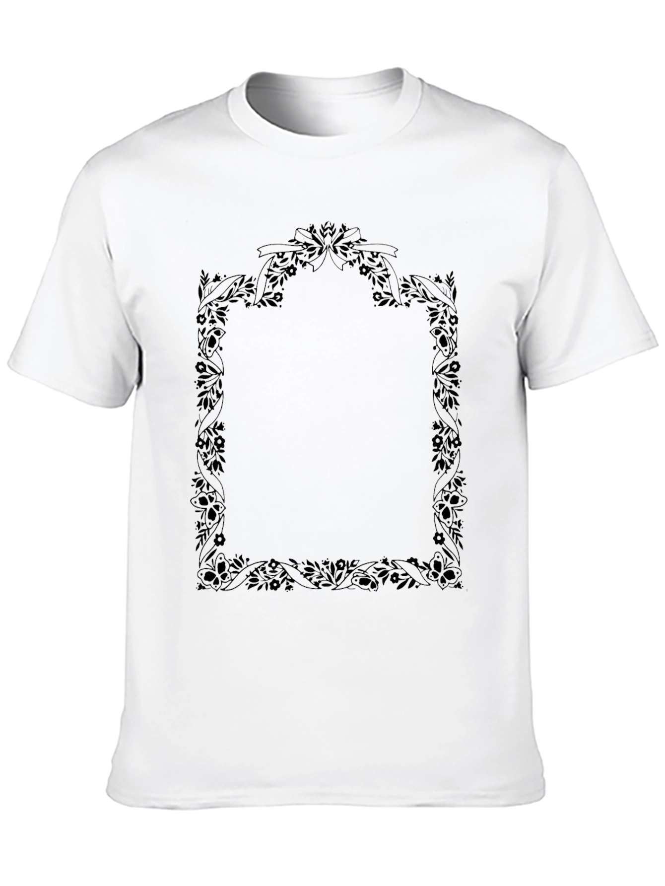 Black Floral Frame Black T-Shirt view 10