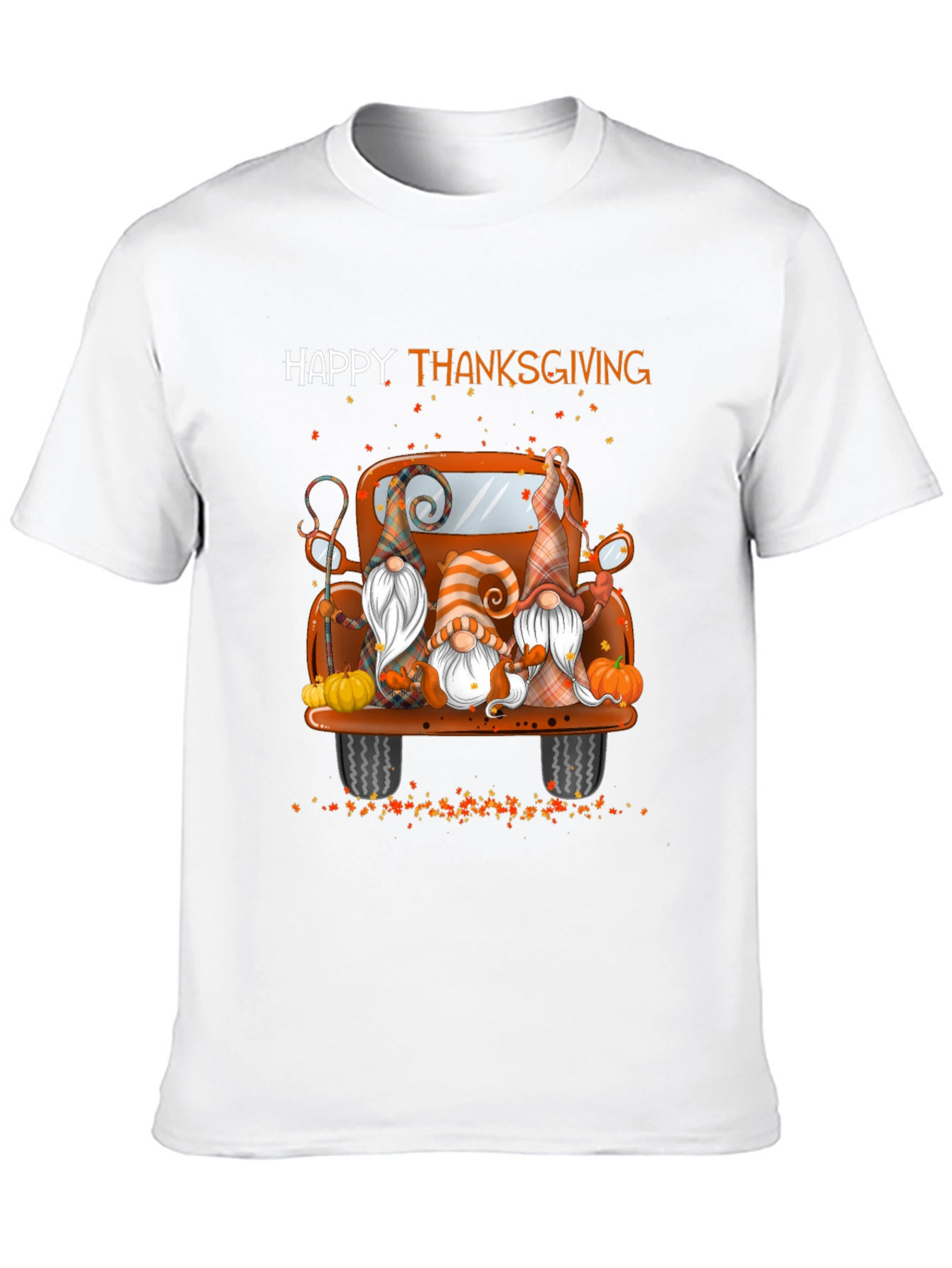 Black Happy Thanksgiving Gnomes Truck T-Shirt view 10