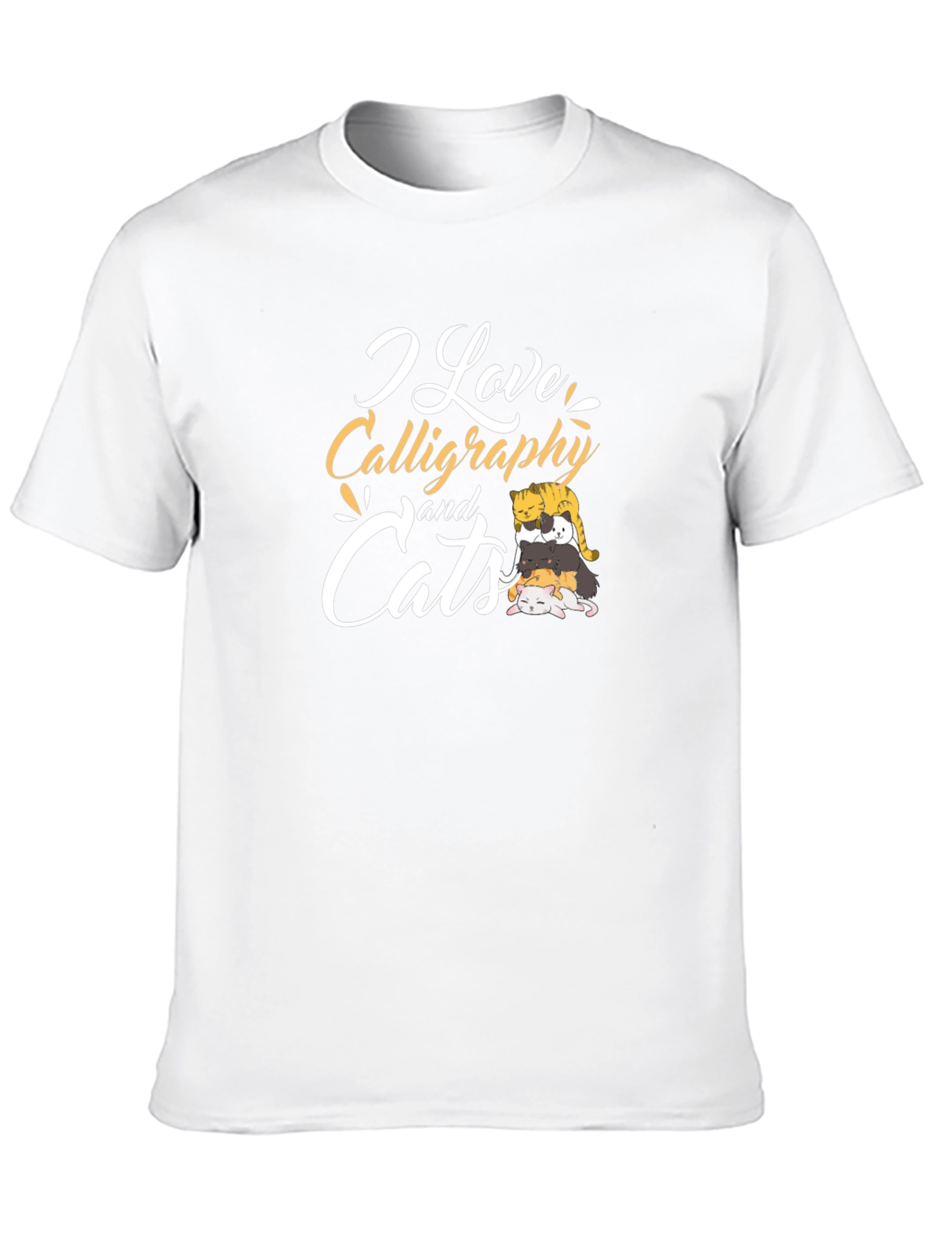 Black I Love Calligraphy and Cats Black T-Shirt view 10