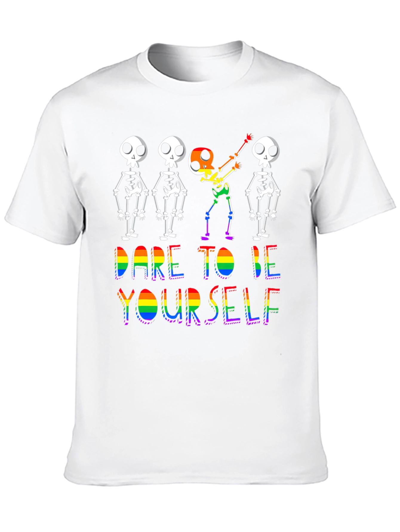 Black Dare To Be Yourself Skeleton Pride T-Shirt view 10
