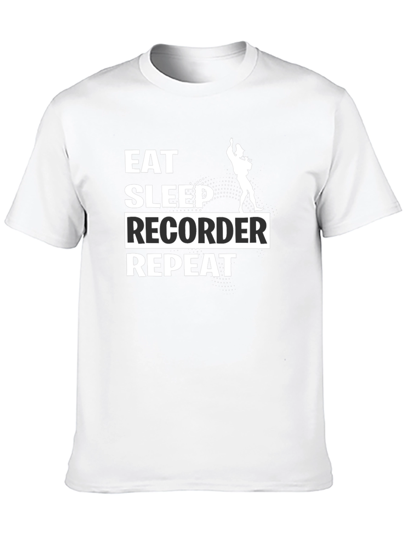 Black Eat Sleep Recorder Repeat Black T-Shirt view 10