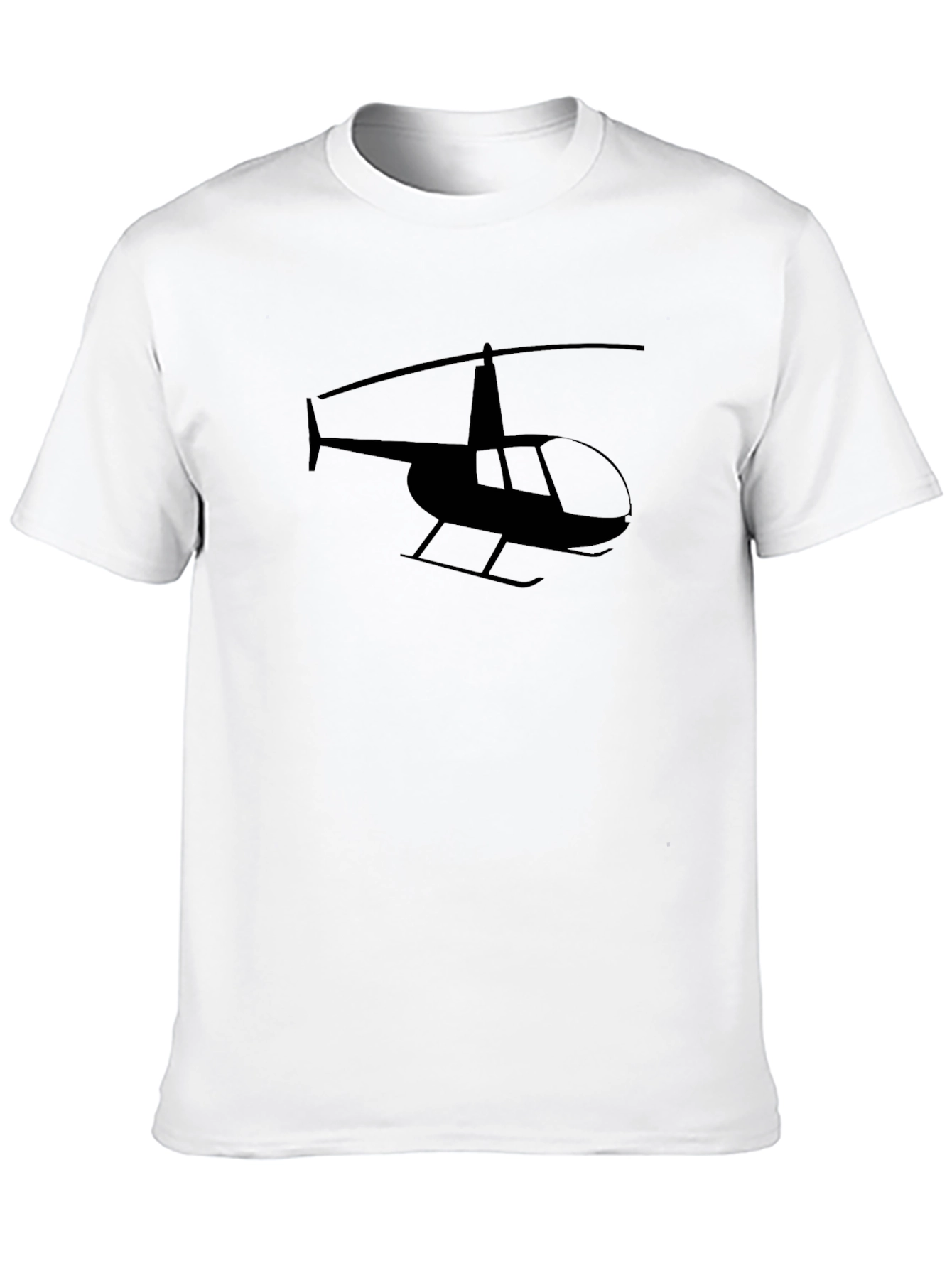 Black Helicopter Silhouette Graphic Tee - Black Cotton T-Shirt view 10