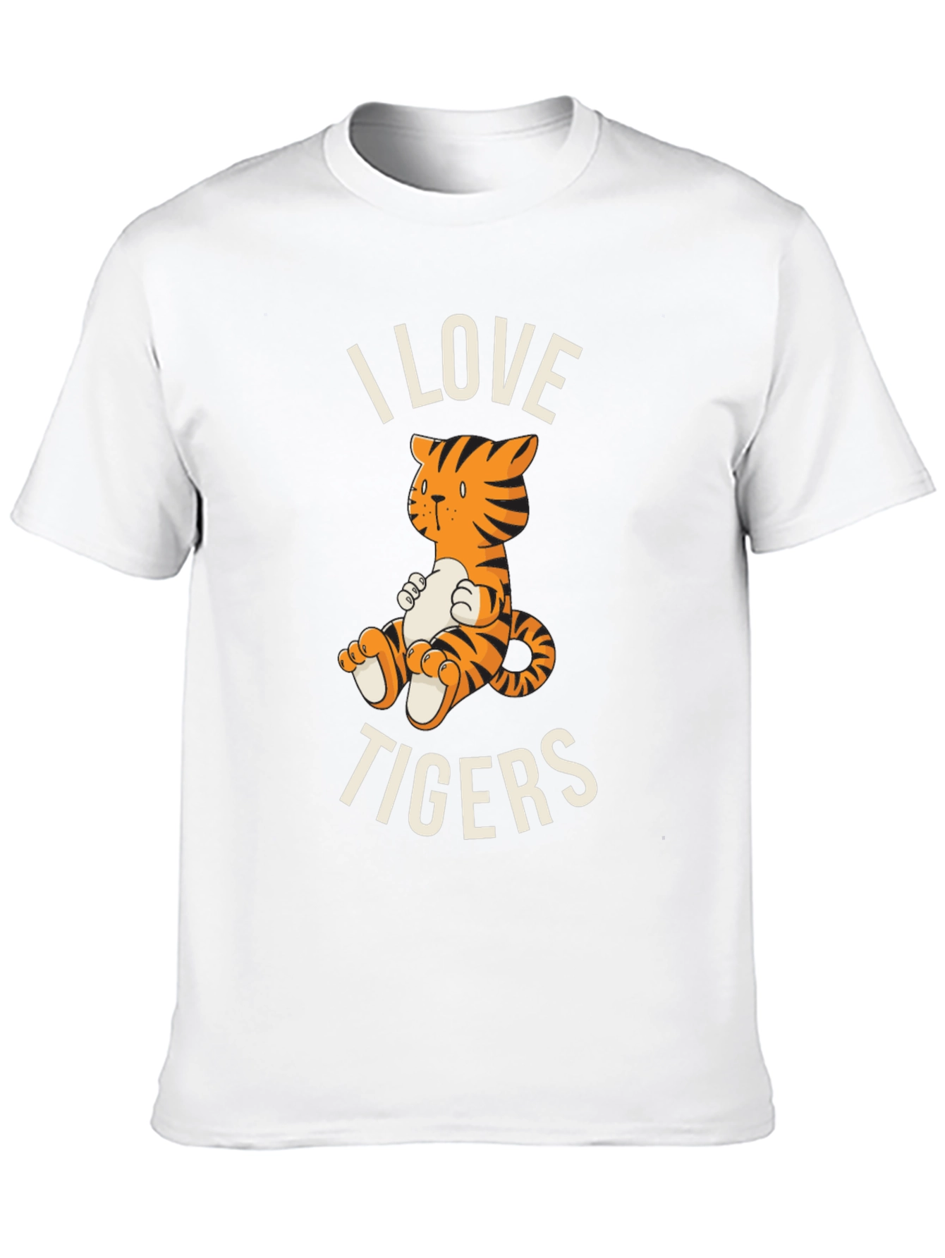Black I Love Tigers Graphic Tee - Cute Cartoon Tiger T-Shirt view 10