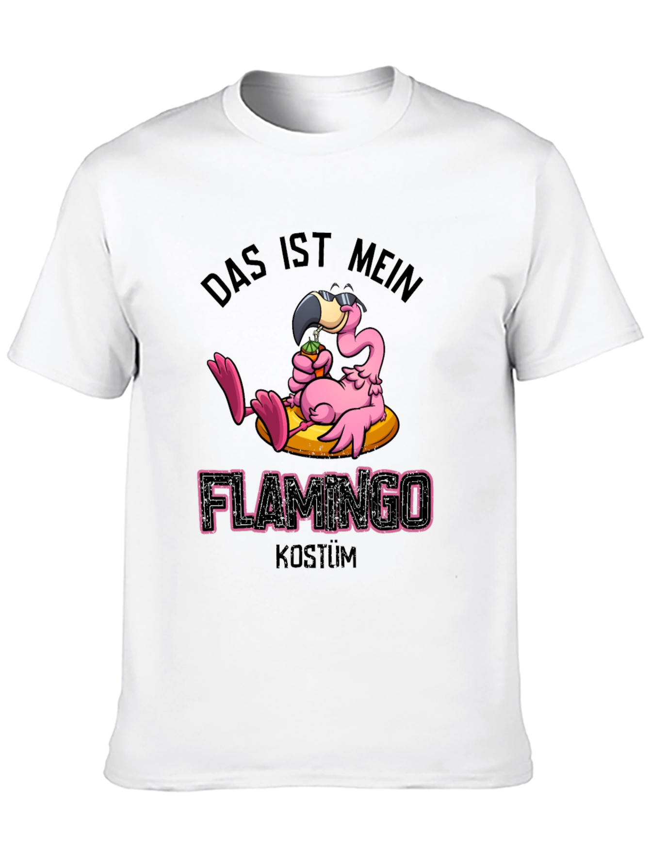 Black Funny Flamingo Costume T-Shirt view 10