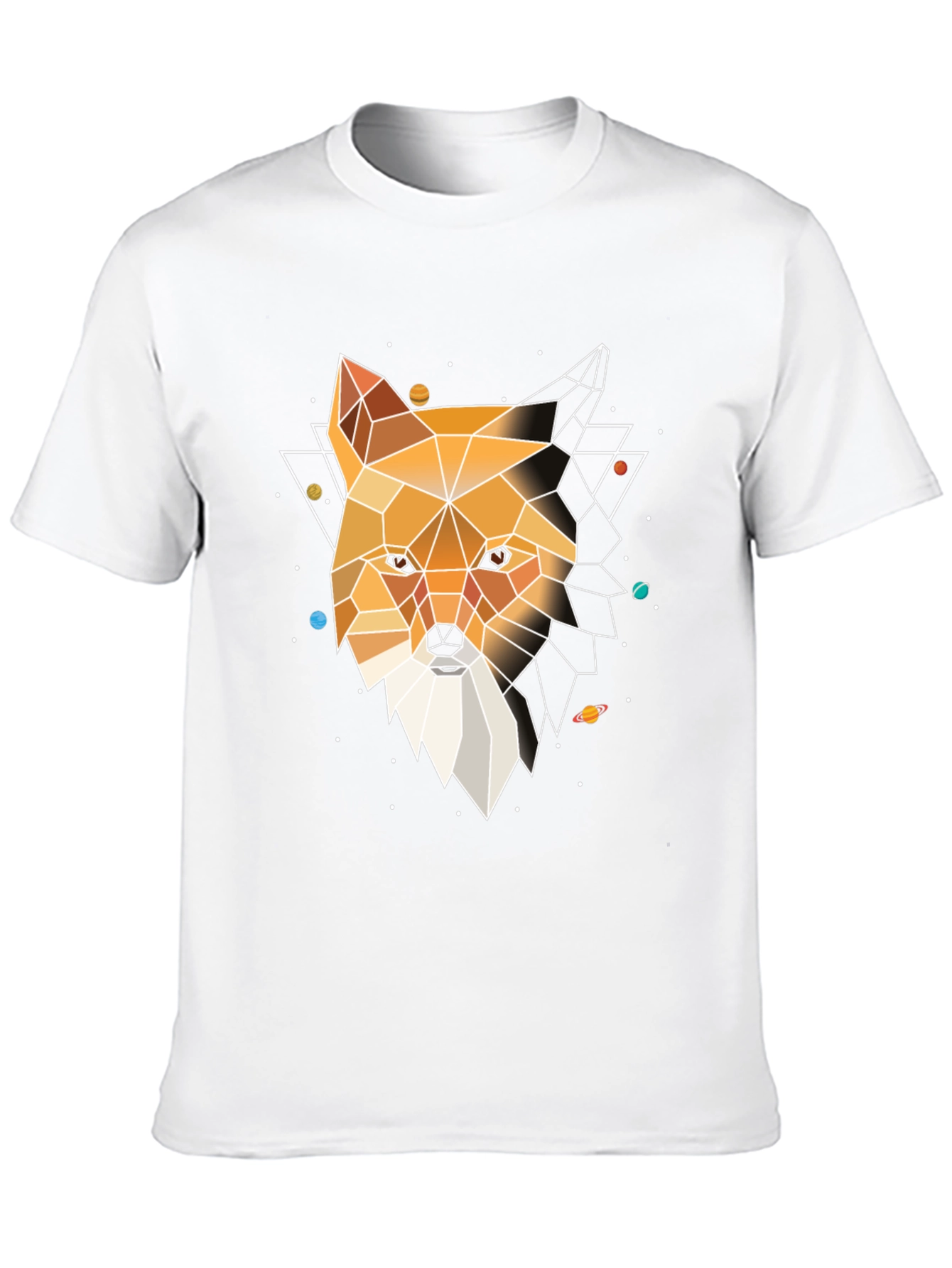 Black Geometric Fox Head Graphic Tee - Modern Black T-Shirt view 10