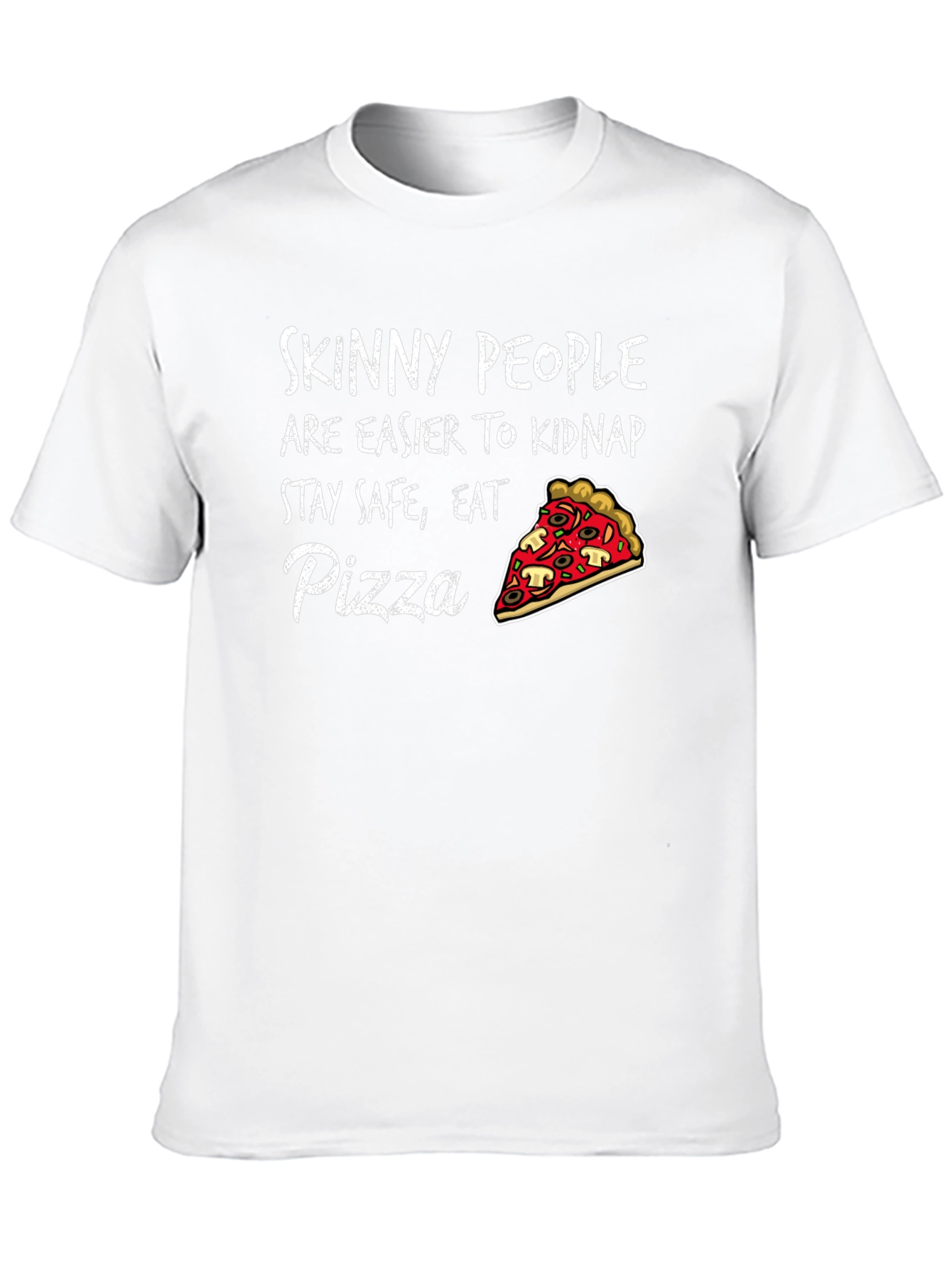 Black Skinny People Pizza Graphic Tee - Eat Pizza Stay Safe T-Shirt view 10