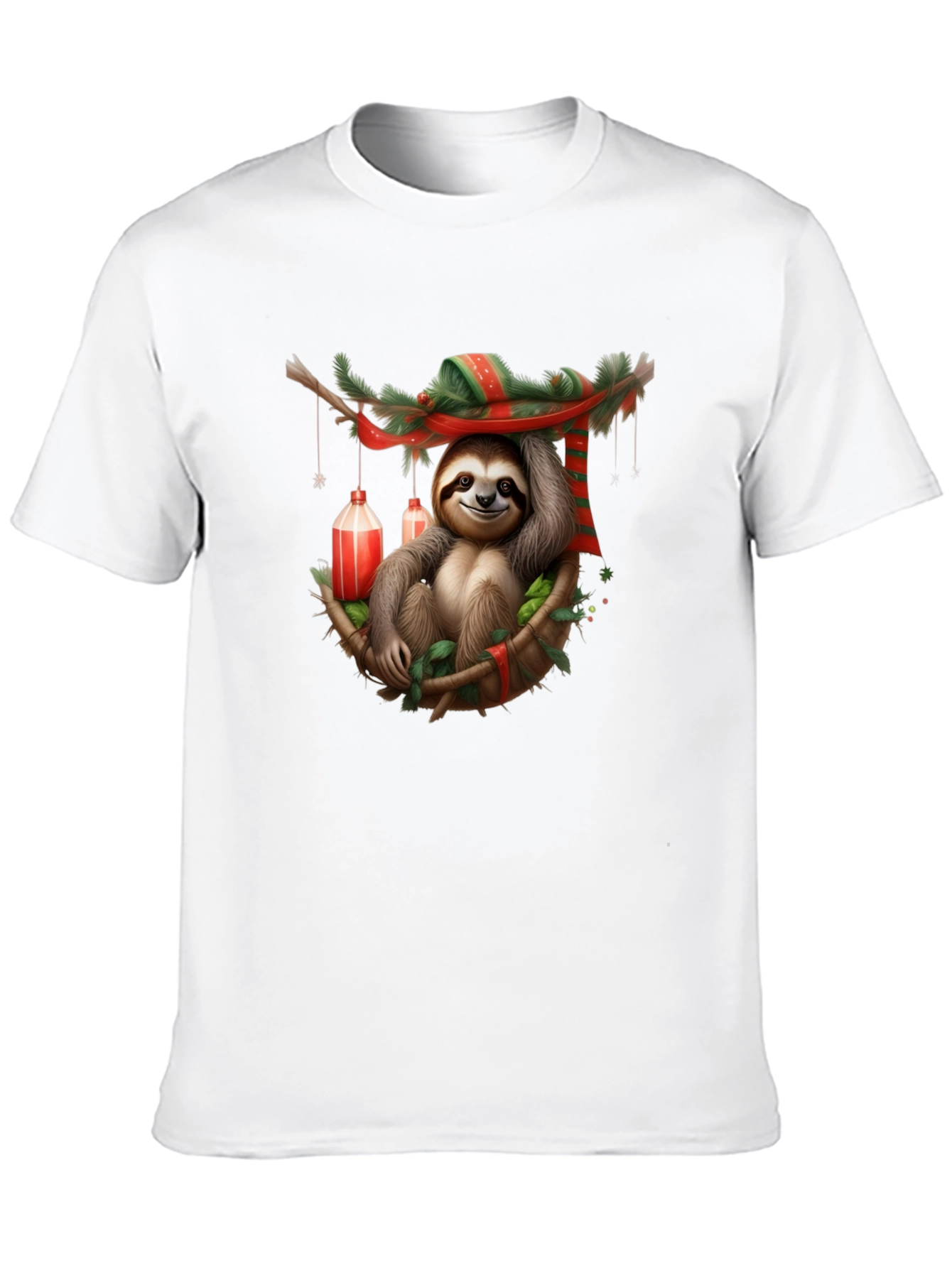 Black Festive Sloth T-Shirt - Holiday Style view 10