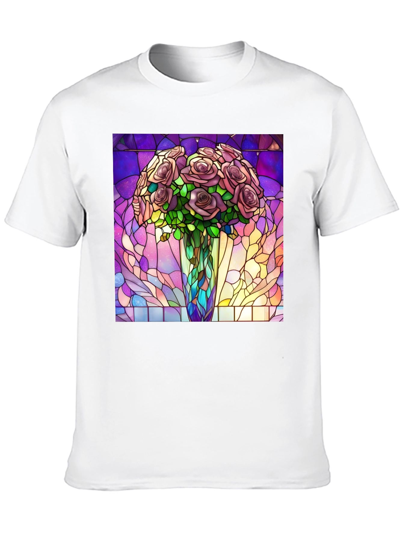 Black Stained Glass Roses Graphic T-Shirt view 10
