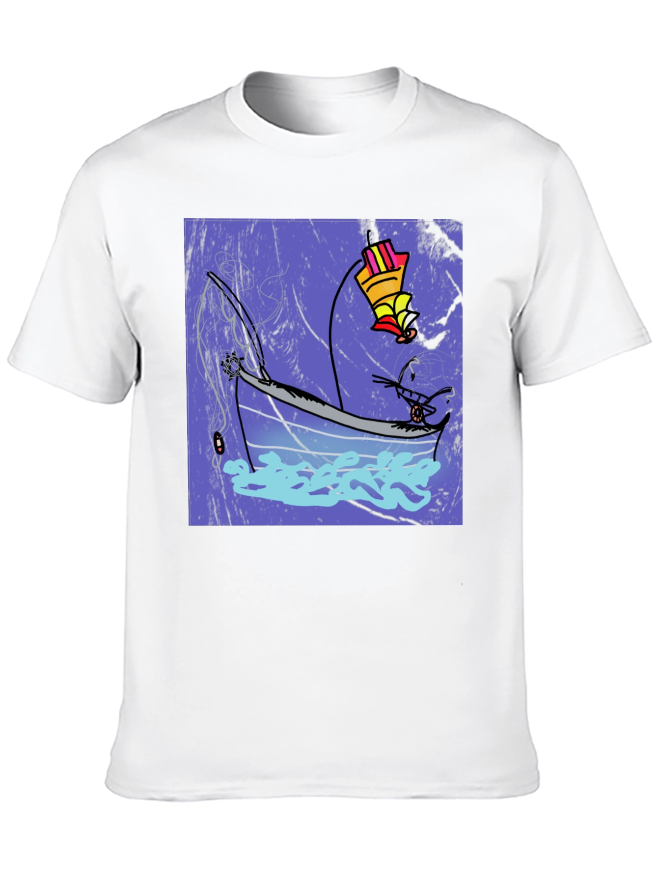 Black Fishing Boat Graphic Tee - Cool Artistic Design view 10