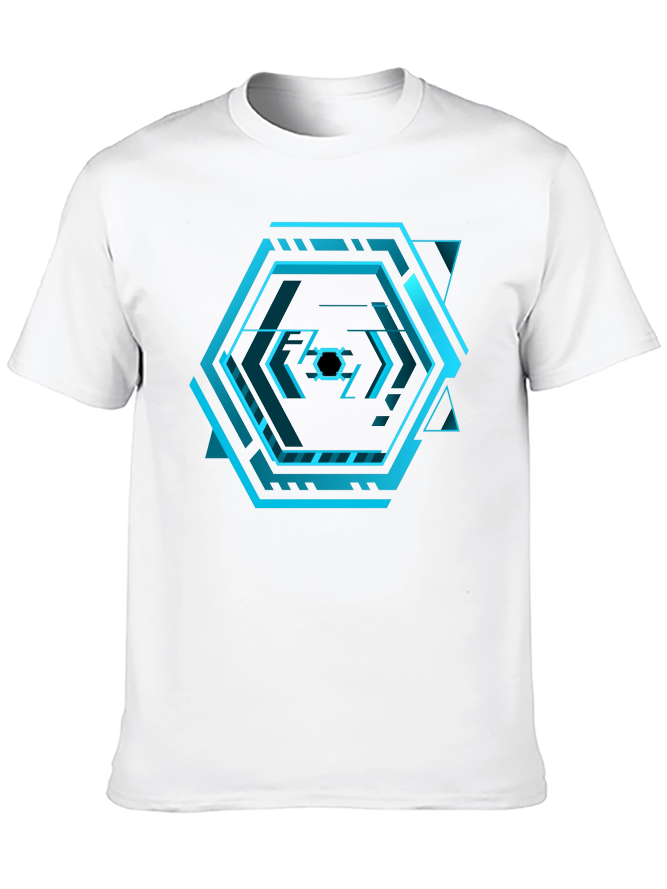 Black Cyberpunk Hexagon Black T-Shirt - Futuristic Design view 10