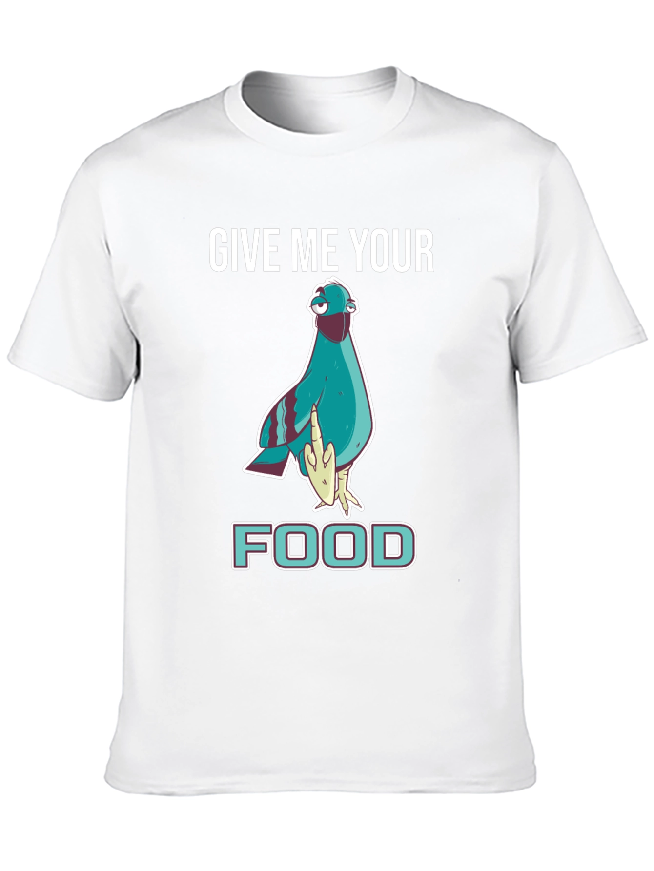 Black Give Me Your Food Pigeon T-Shirt view 10