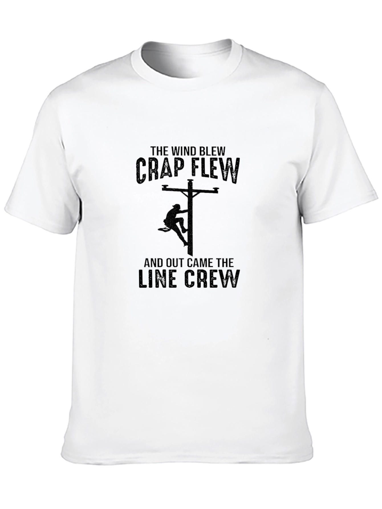Black The Wind Blew Line Crew T-Shirt - Electrician Humor Tee view 10