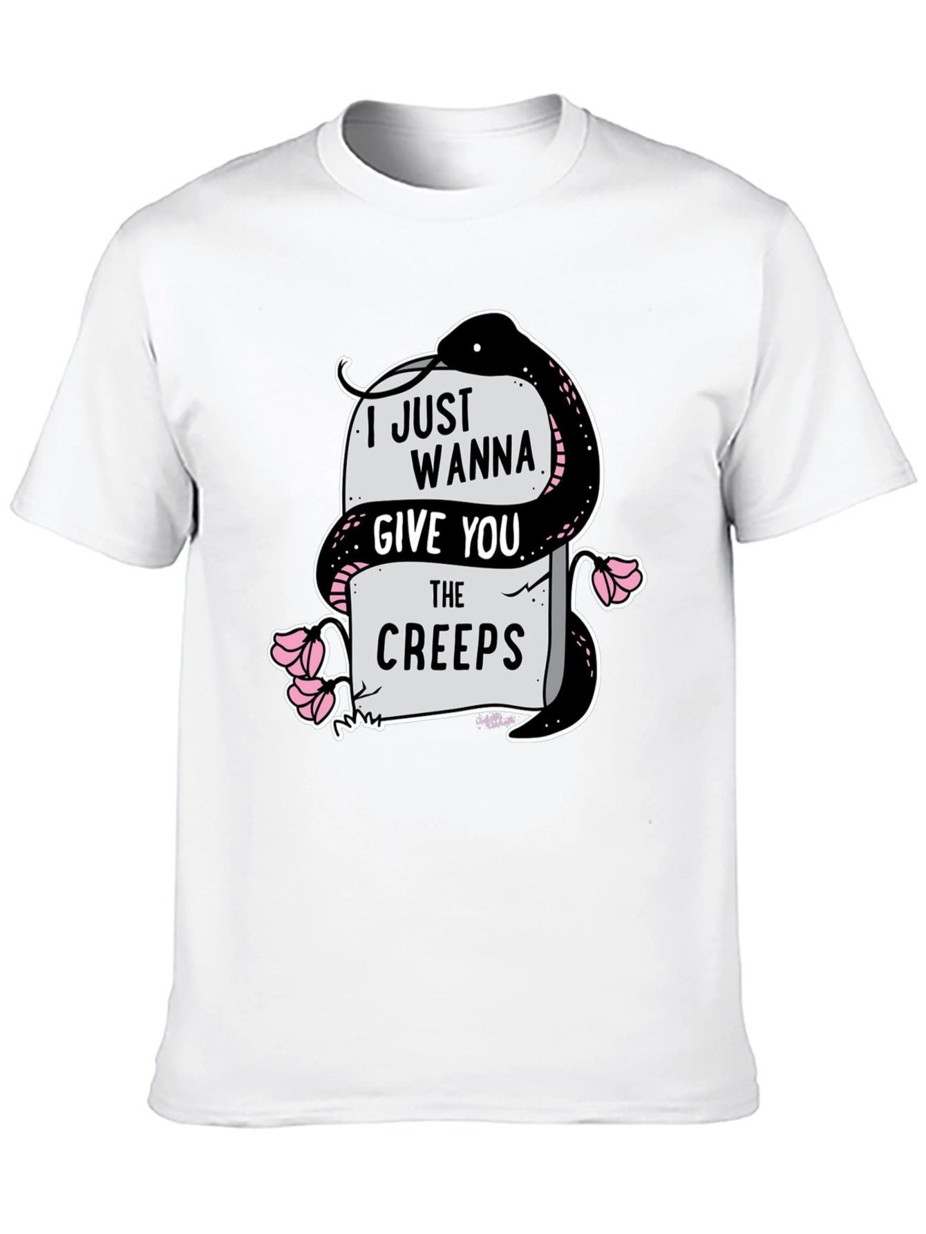Black I Just Wanna Give You The Creeps Graphic T-Shirt view 10