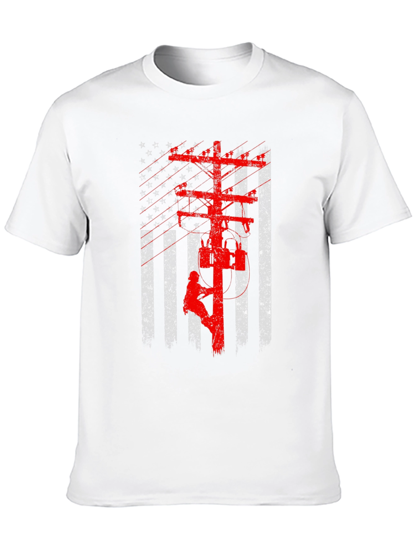 Black American Lineman Flag Graphic T-Shirt view 10