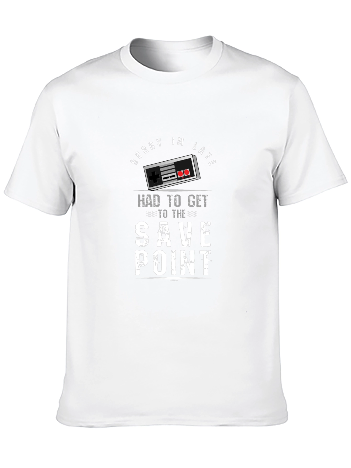 Black Gamer T-Shirt: Sorry I'm Late Save Point view 10