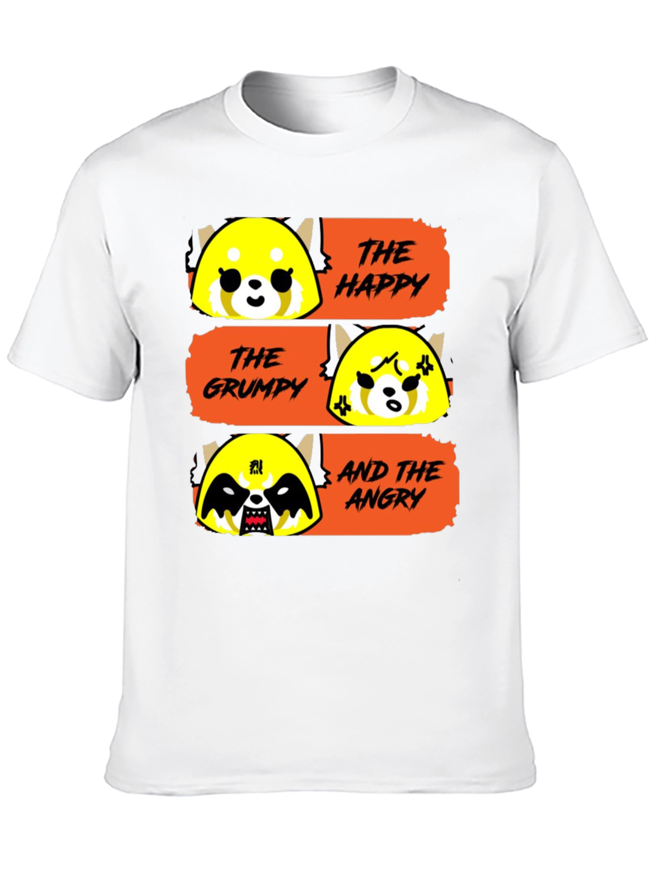 Black Aggretsuko Moods T-Shirt - Happy, Grumpy, Angry Red Panda view 10