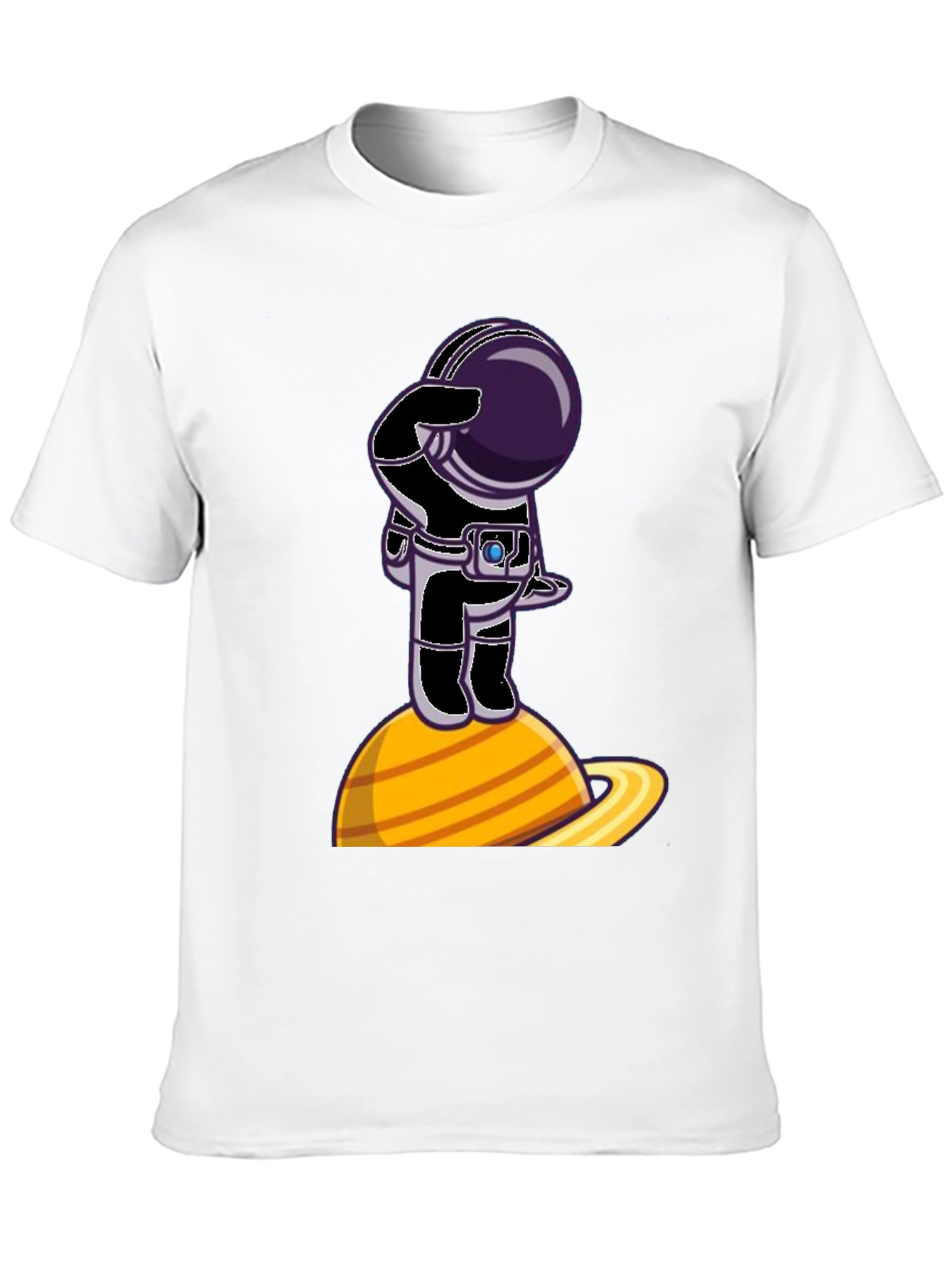 Black Astronaut on Saturn Graphic T-Shirt - Space Explorer view 10