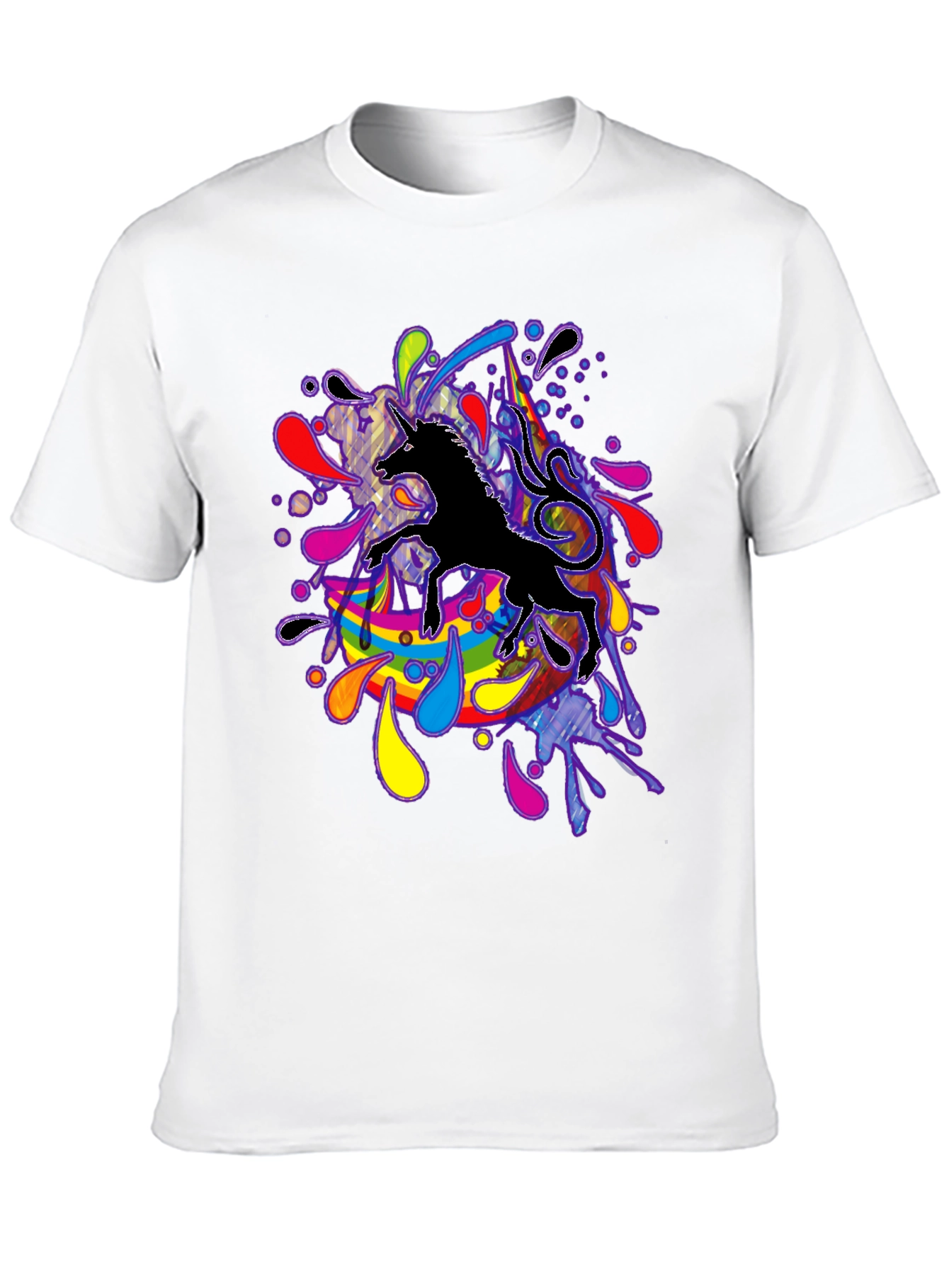 Black Unicorn Rainbow Splash T-Shirt - Black view 10