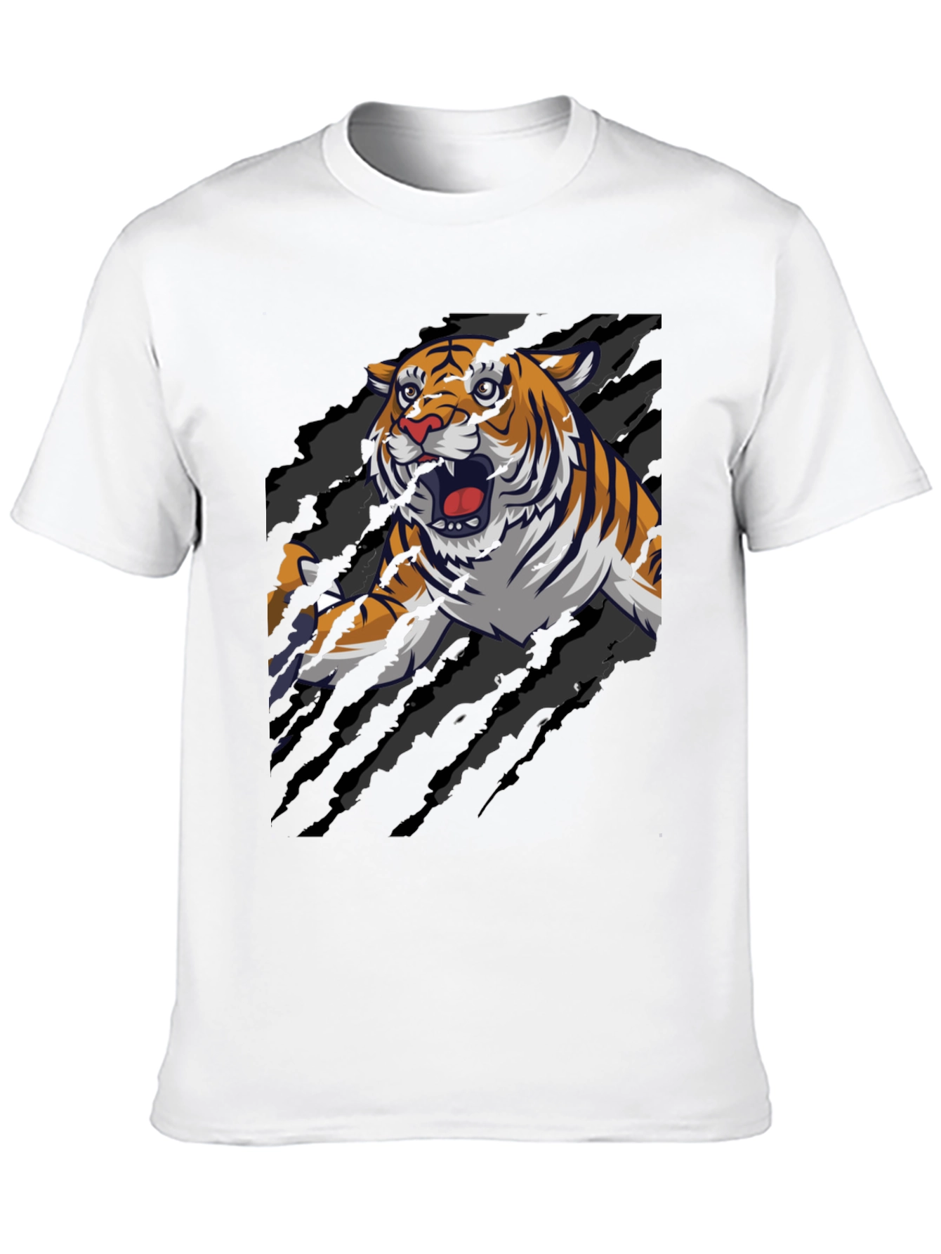 Black Roaring Tiger Graphic Print T-Shirt view 10