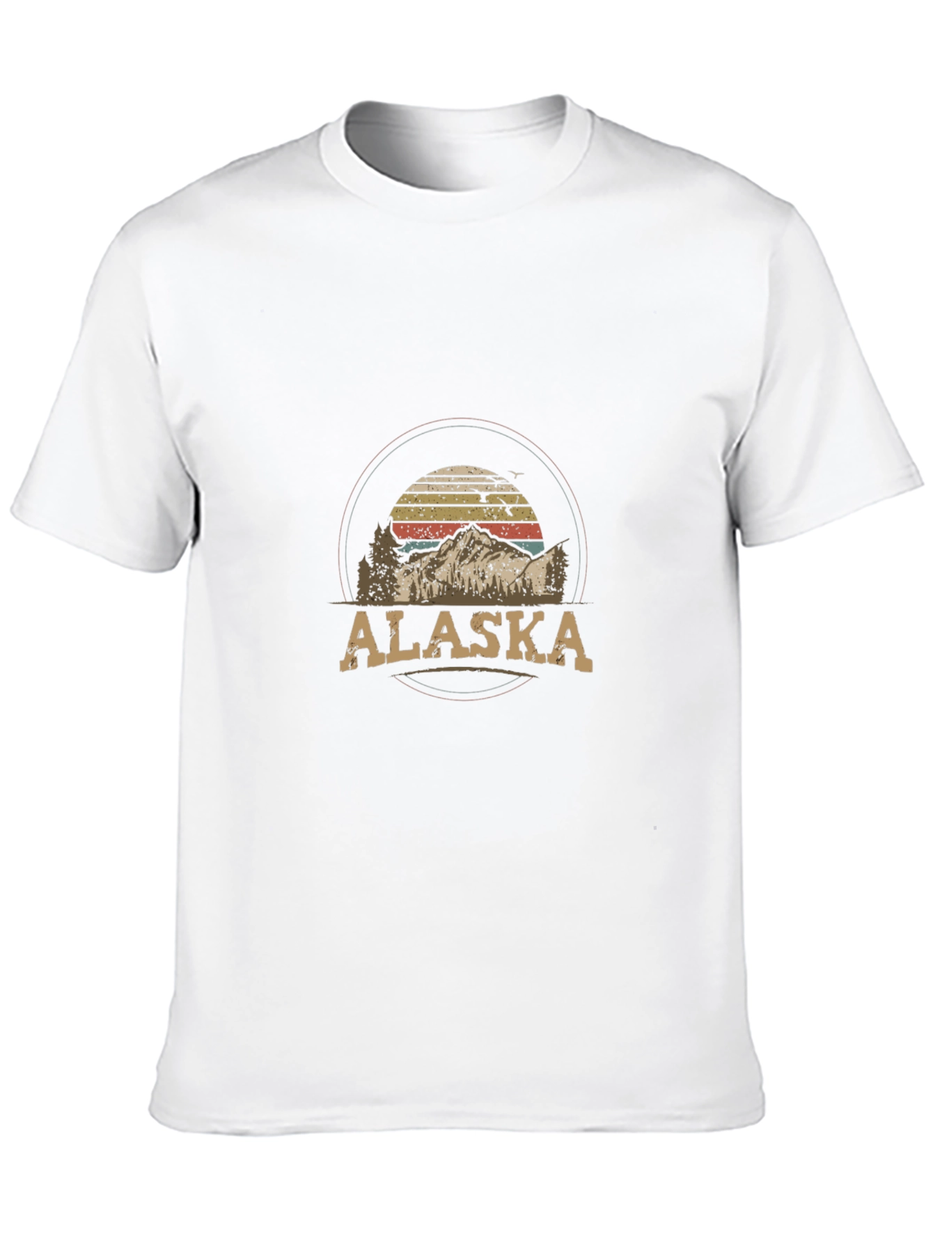 Black Alaska Mountain Graphic Tee - Retro Style T-Shirt view 10