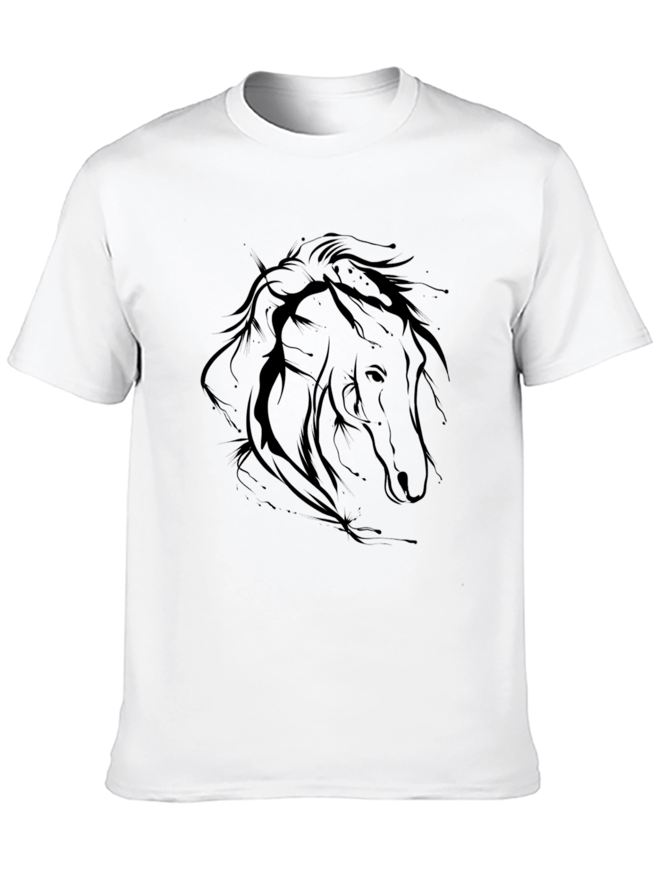 Black Men's Black Horse Outline Graphic T-Shirt view 10
