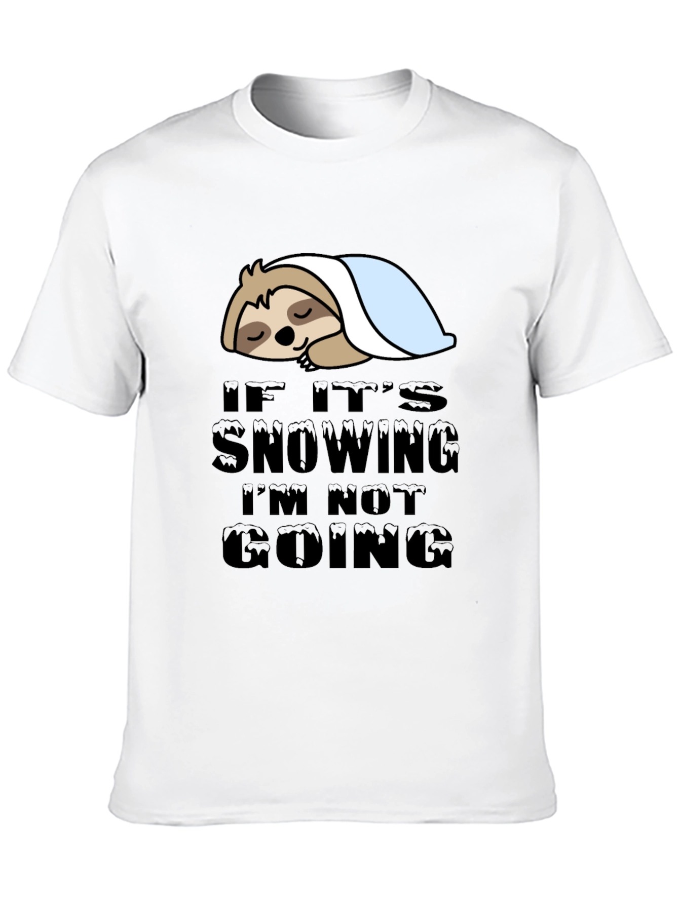 Black Lazy Sloth 'If It's Snowing' Graphic T-Shirt view 10