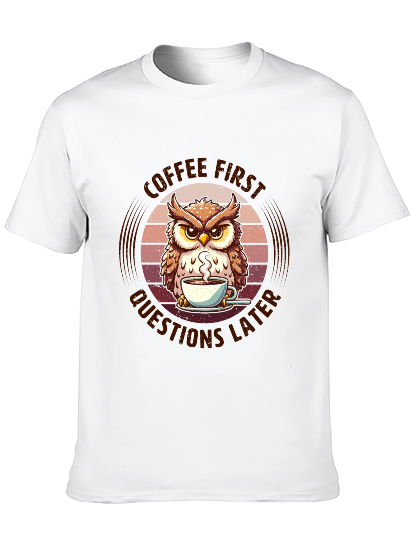 Black Coffee First Owl T-Shirt - Unisex Graphic Tee view 10