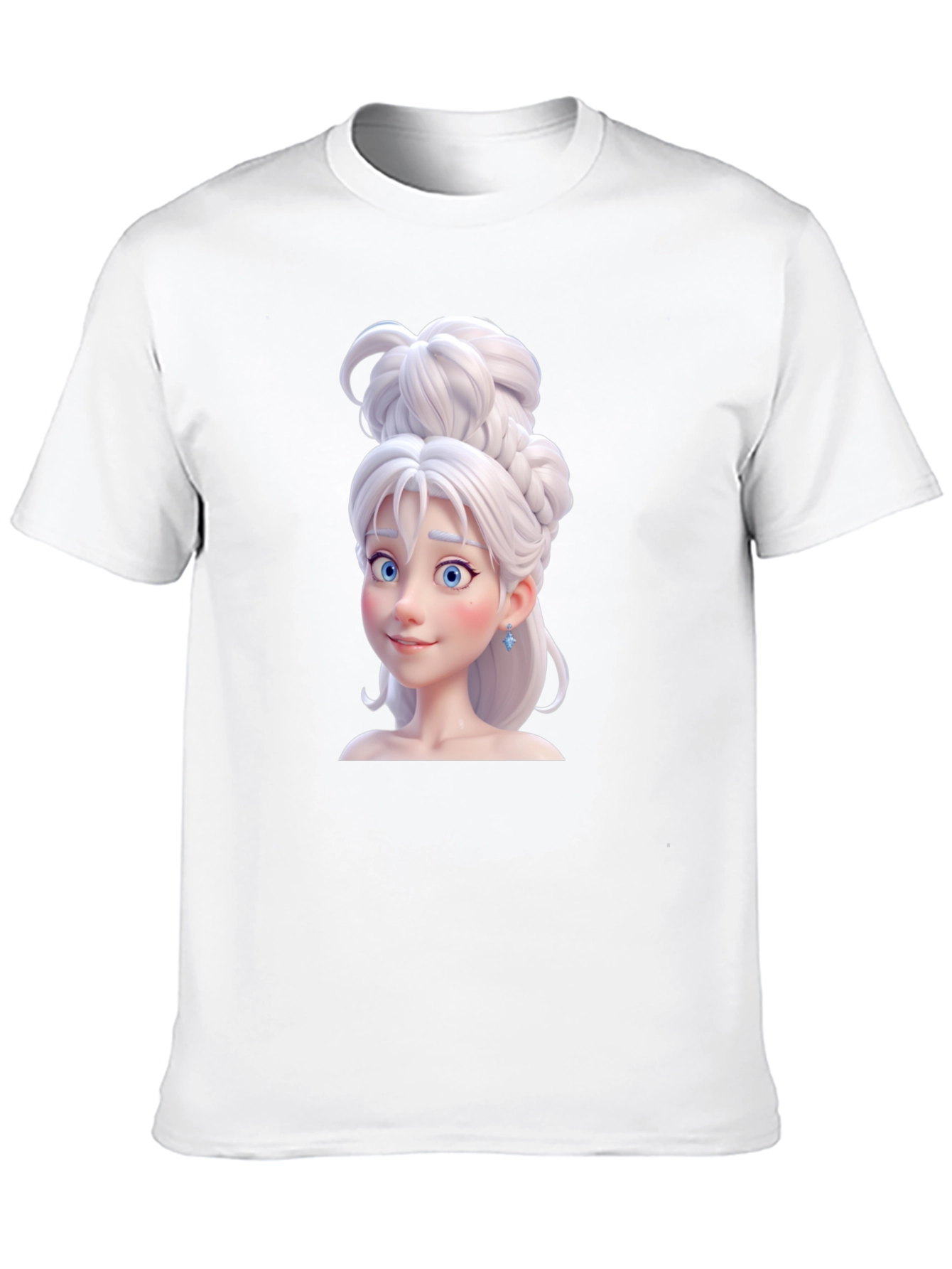 Black Cartoon Princess Graphic Tee - Black Cotton T-Shirt view 10