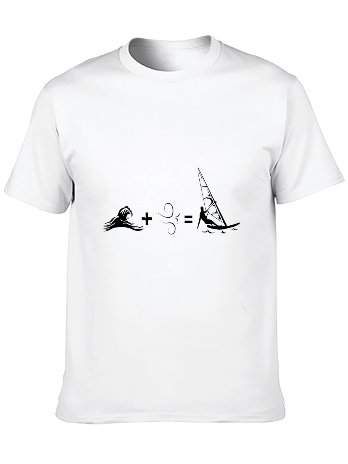 Black Wave + Wind = Windsurf T-Shirt view 10