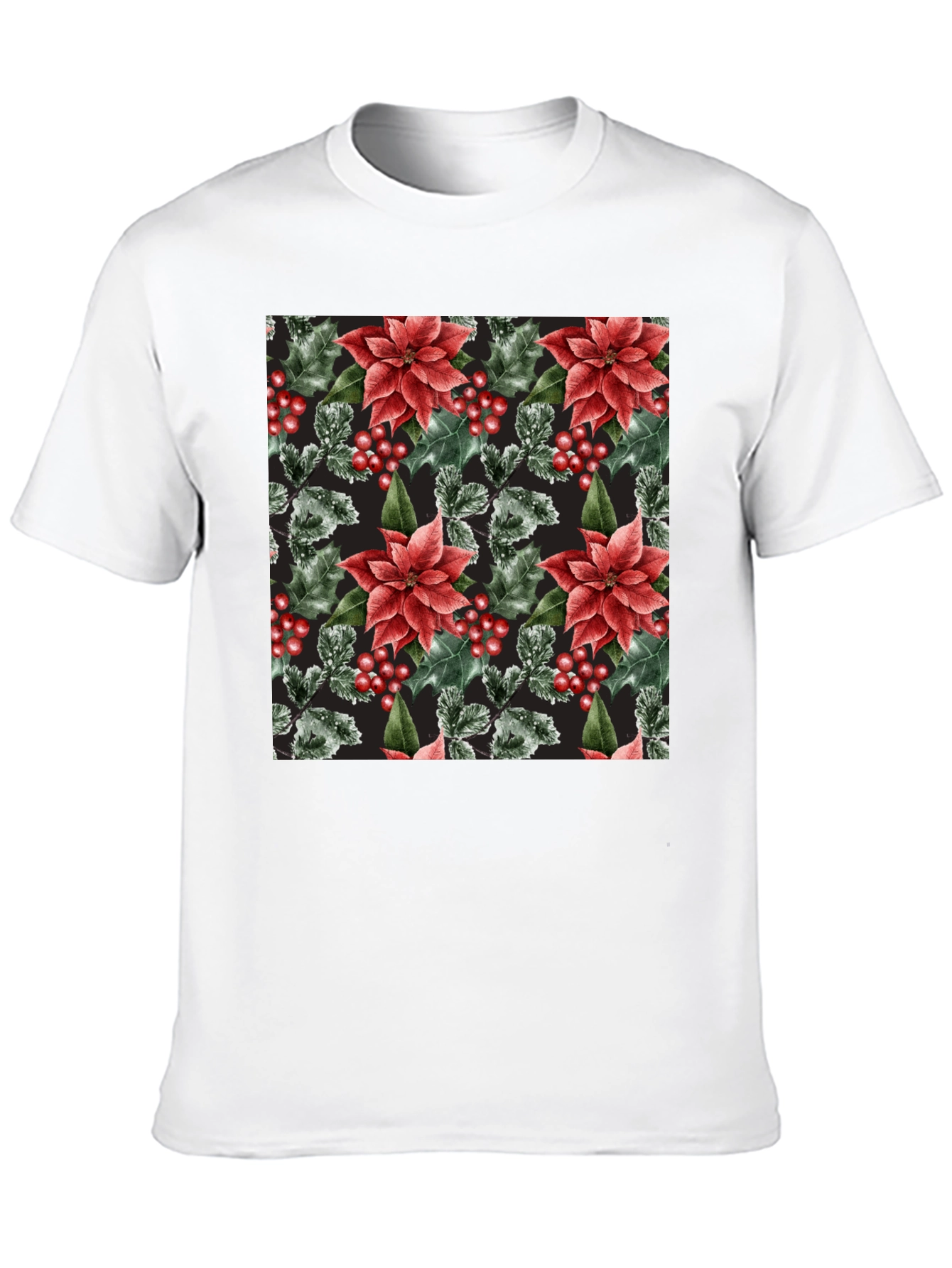 Black Festive Floral Holiday T-Shirt view 10