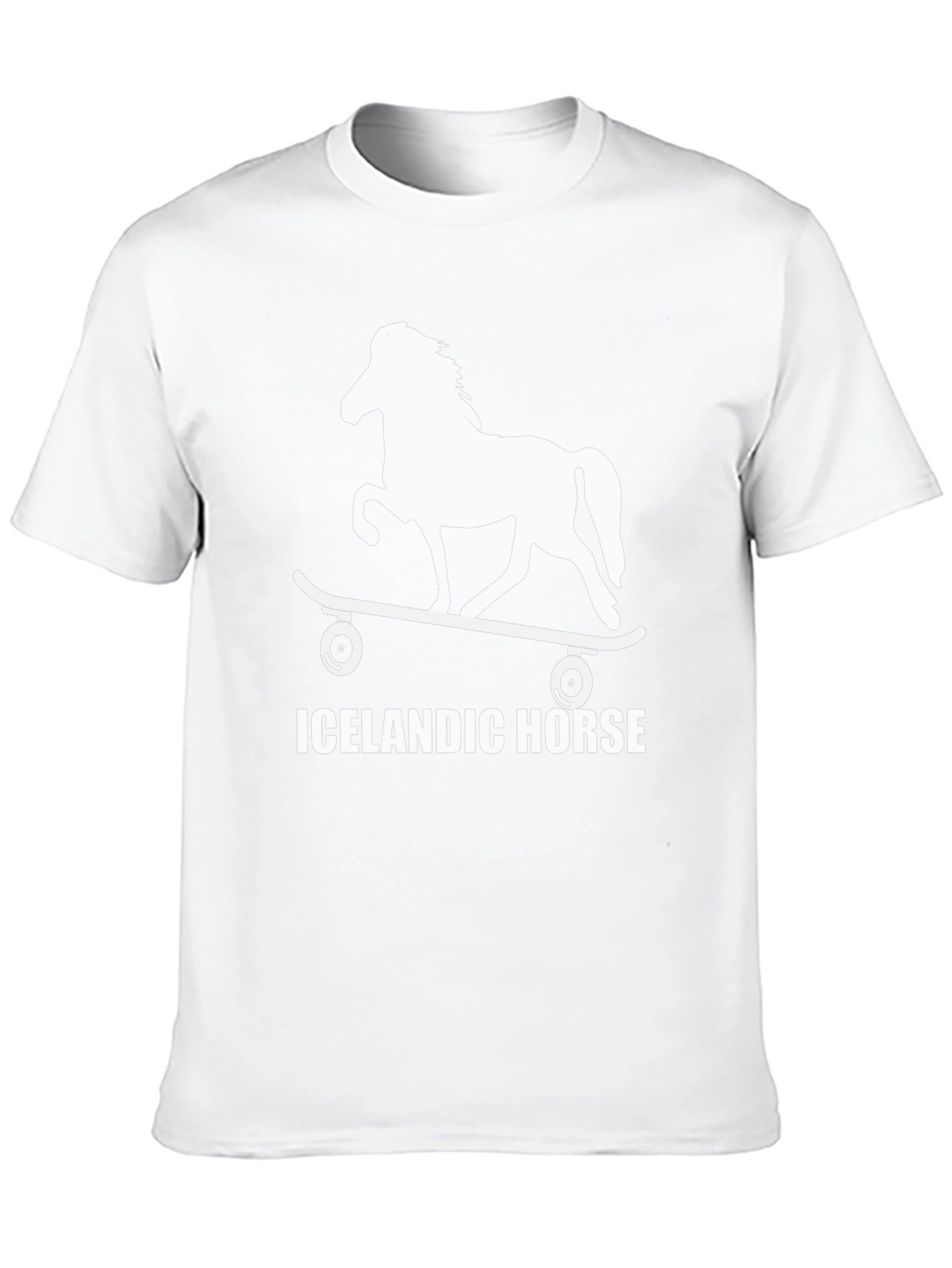 Black Icelandic Horse Skateboard T-Shirt - Unique Design view 10