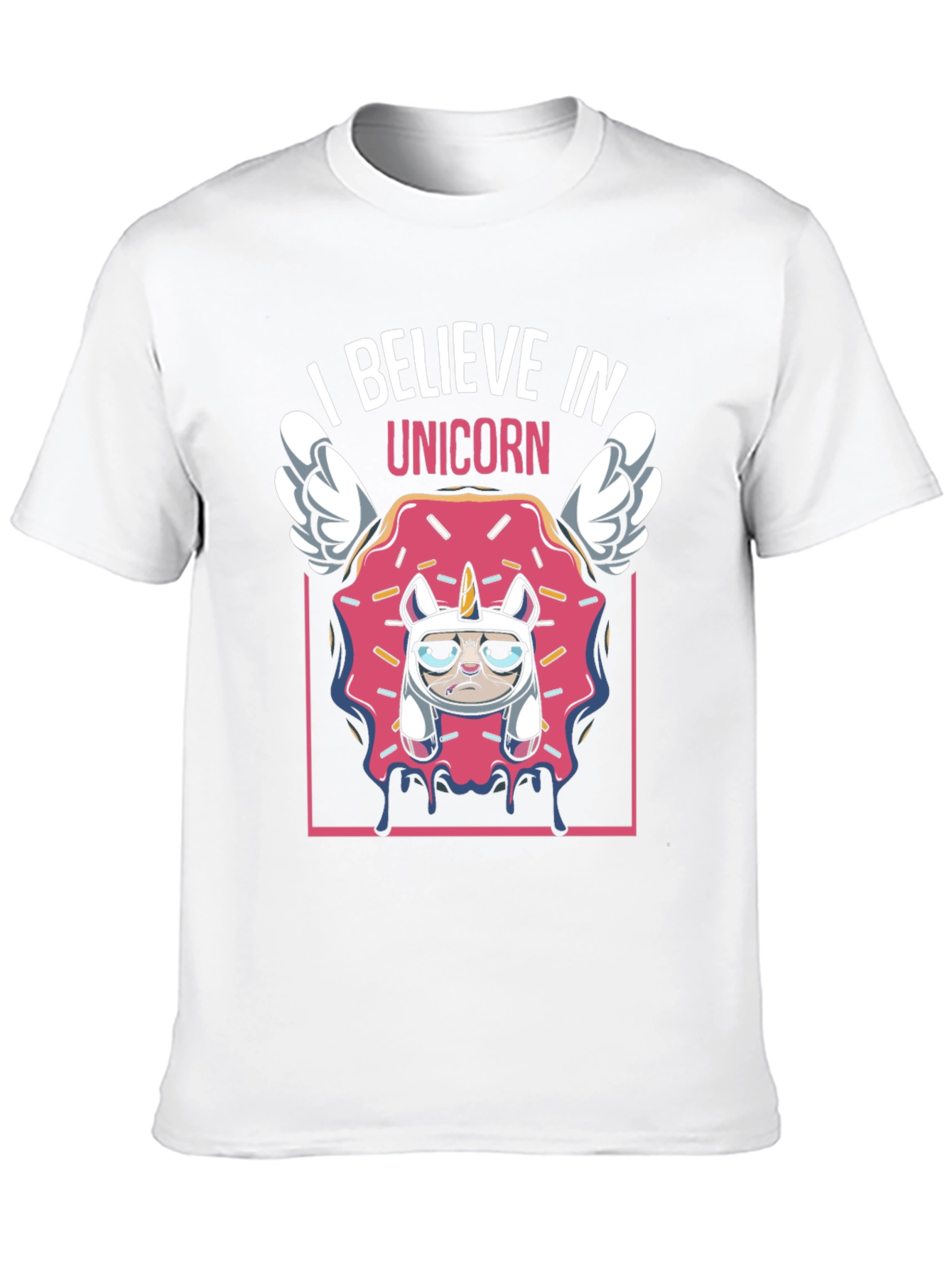Black I Believe In Unicorn Funny Graphic T-Shirt view 10