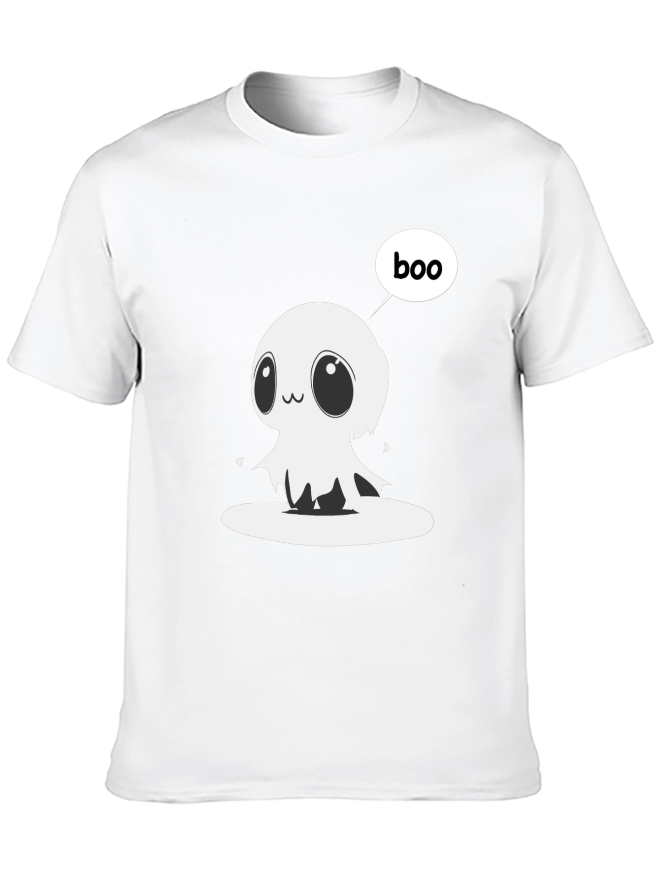 Black Cute Ghost Boo T-Shirt - Halloween Graphic Tee view 10