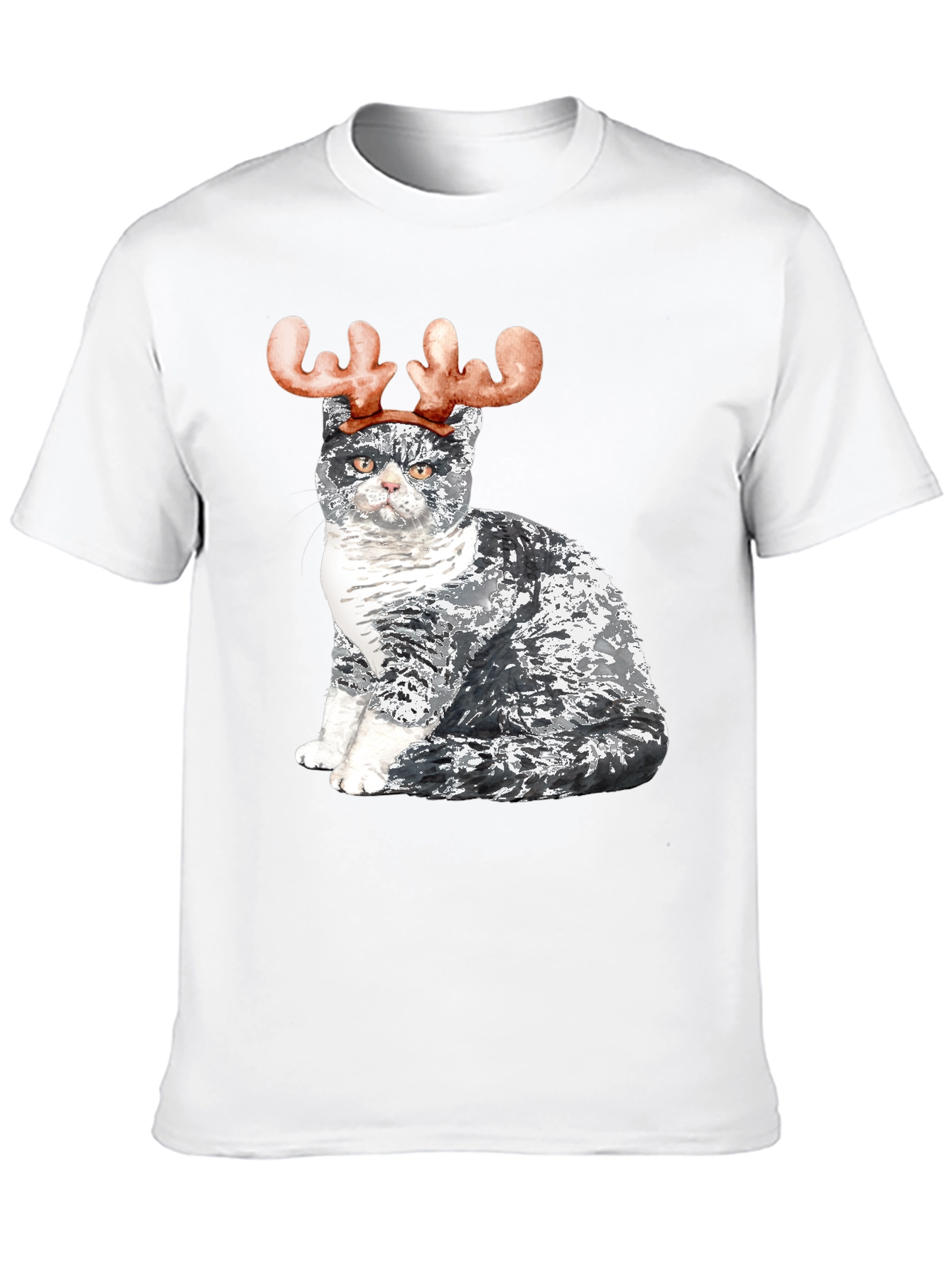 Black Cat with Reindeer Antlers T-Shirt view 10