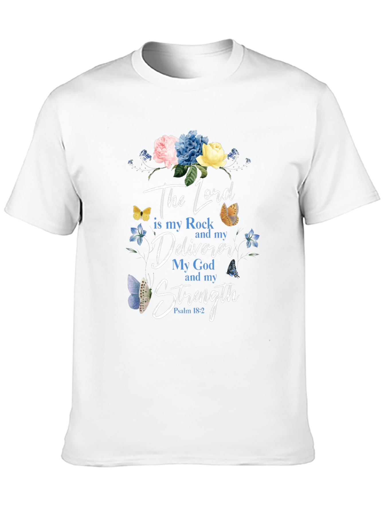 Black Faith-Inspired Floral T-Shirt: The Lord is My Strength view 10