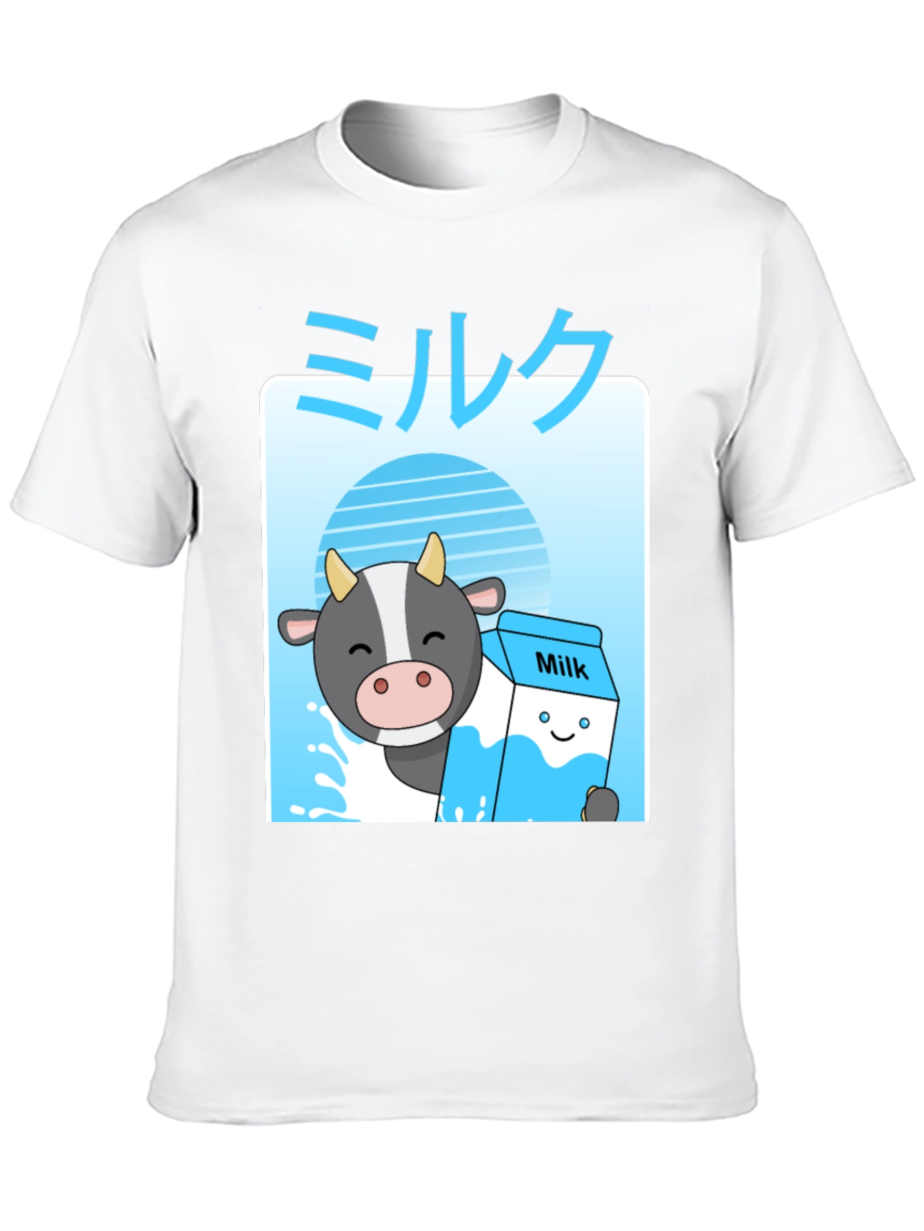 Black Kawaii Milk T-Shirt - Anime Cow Cute Graphic Tee view 10