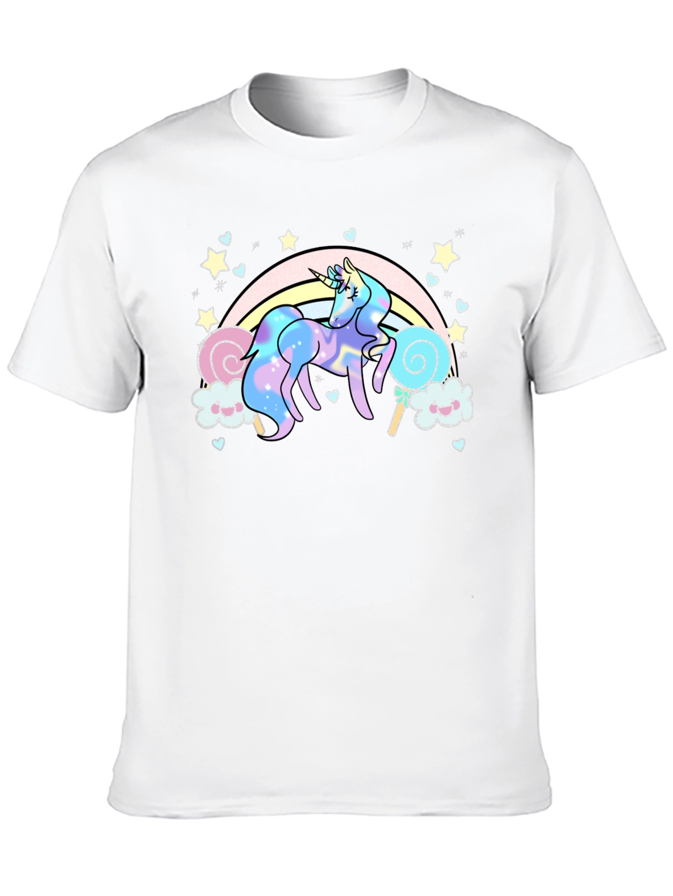 Black Unicorn Rainbow T-Shirt, Black Cotton Tee view 10