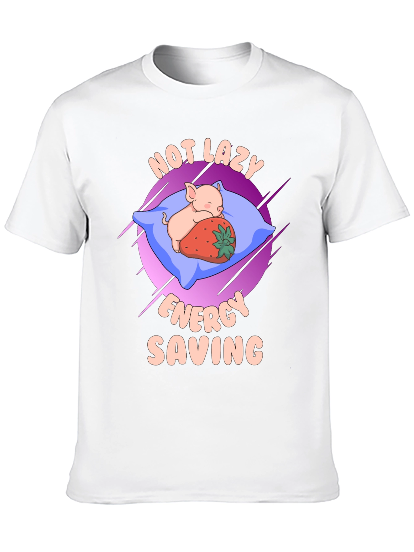 Black Cute Pig Sleeping T-Shirt - Not Lazy, Energy Saving view 10