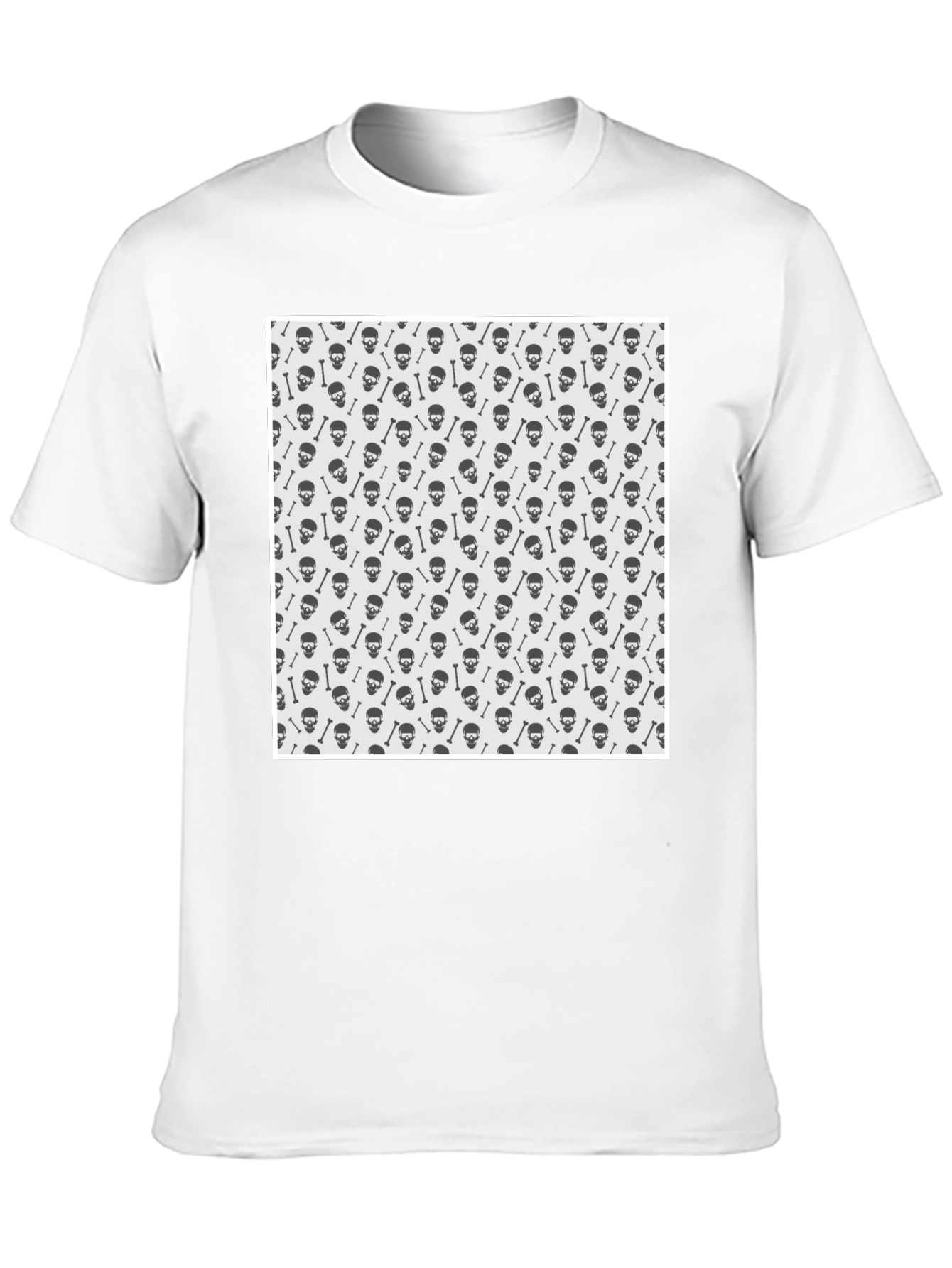 Black Skull & Bones Pattern T-Shirt - Classic Black Tee view 10