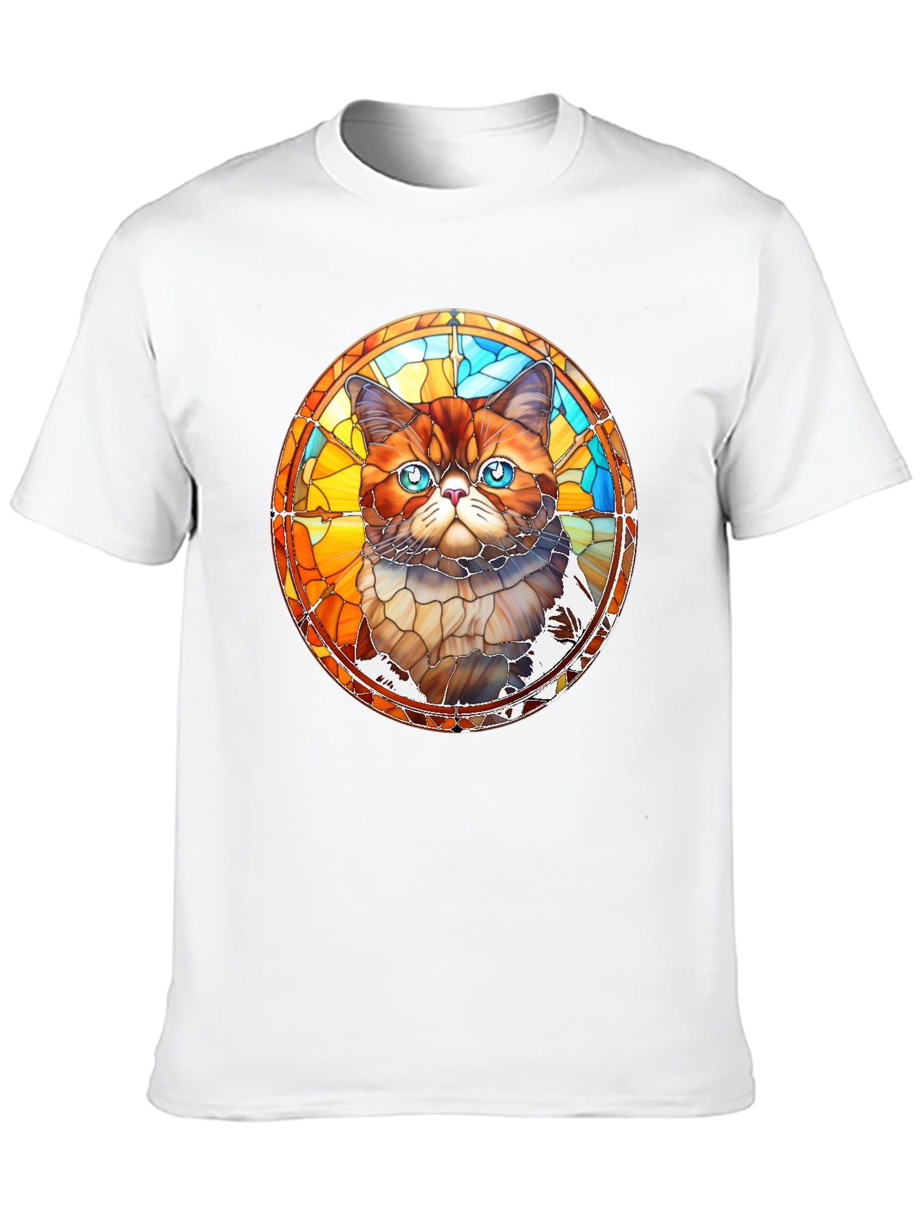 Black Stained Glass Cat Graphic Black T-Shirt view 10