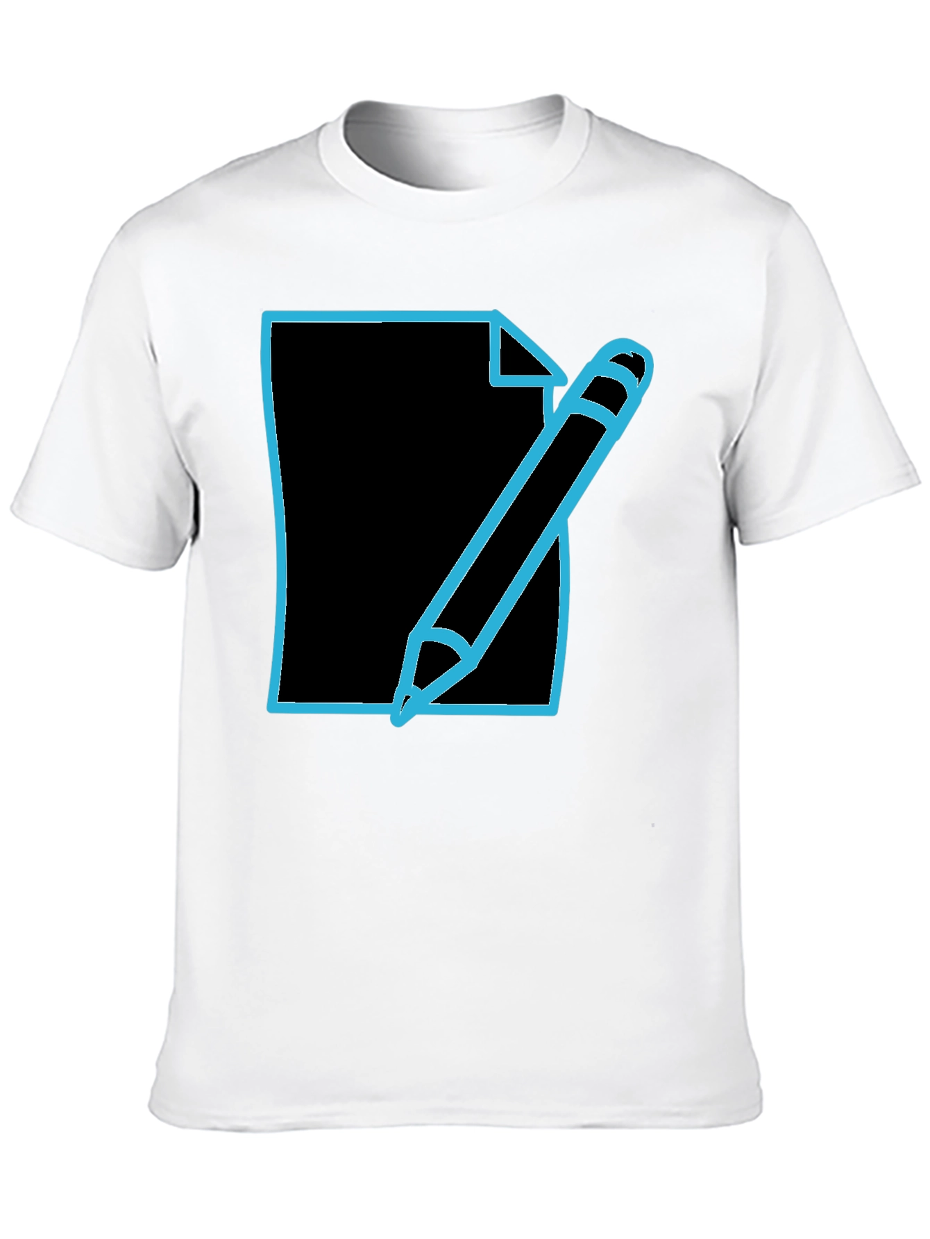 Black Write On! Men's Black T-Shirt with Pen & Paper Graphic view 10