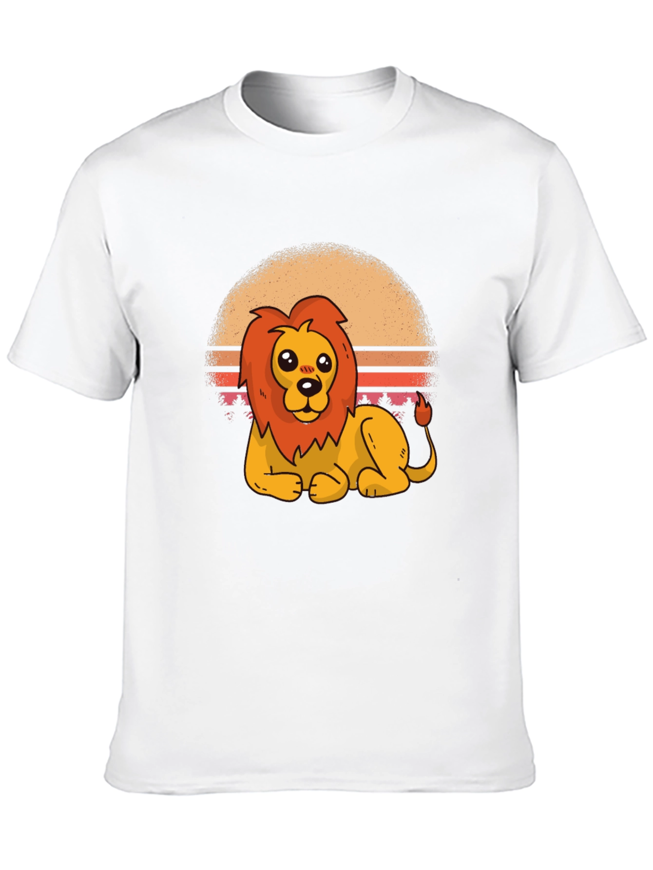 Black Cartoon Lion Graphic Tee - Black Cotton T-Shirt view 10