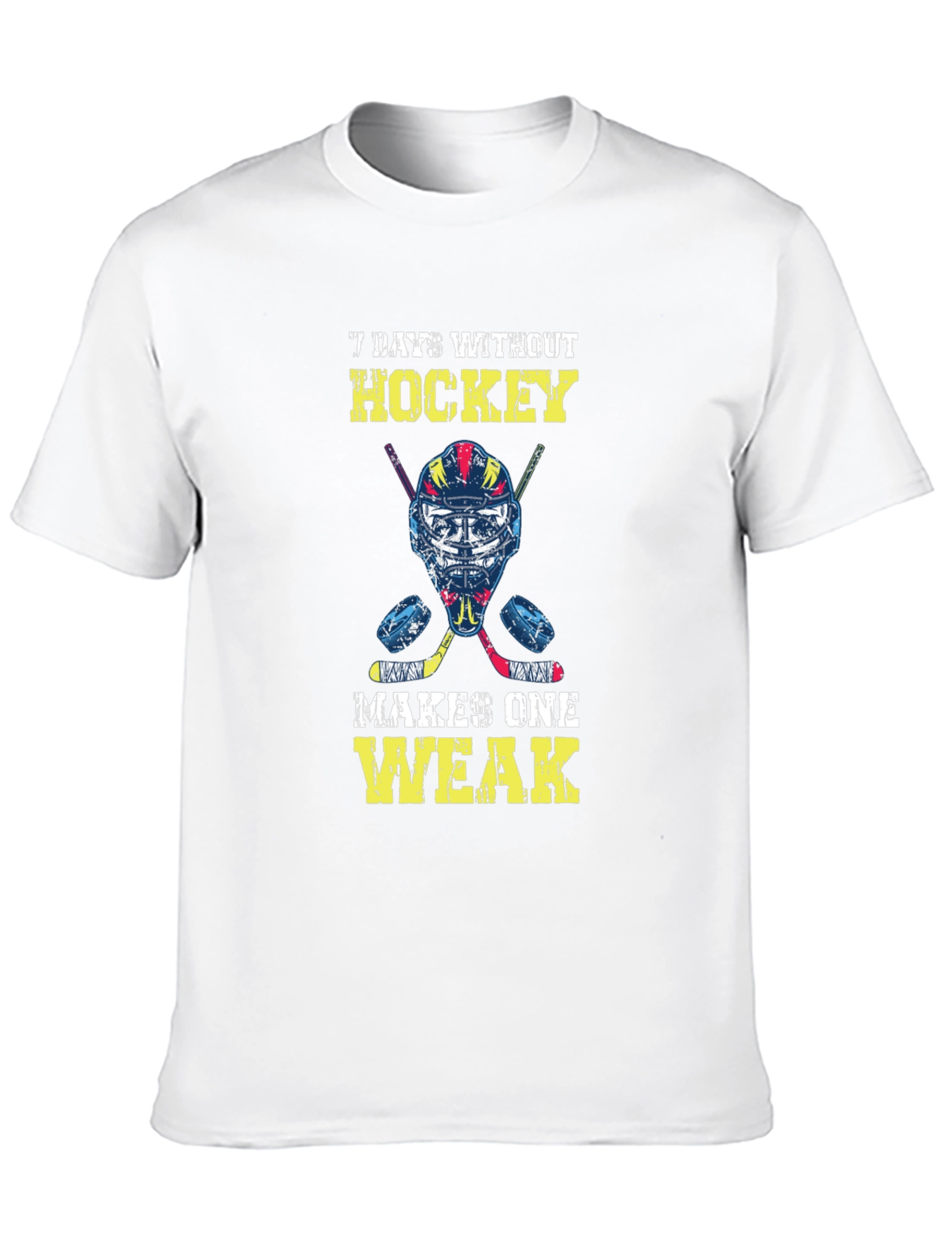 Black Hockey Lover T-Shirt: 7 Days Without Hockey Makes One Weak view 10