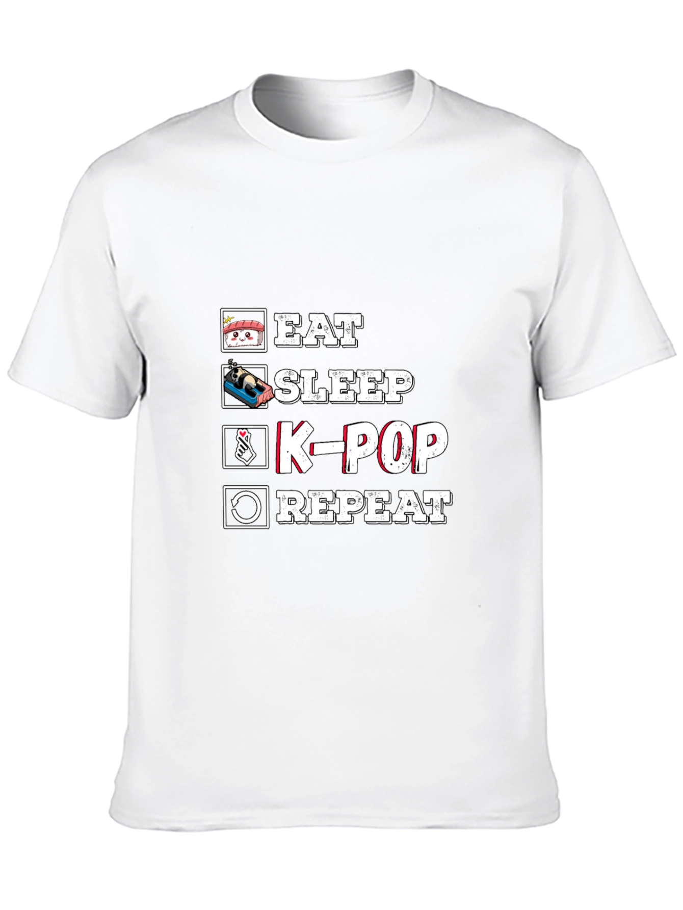 Black Eat Sleep K-Pop Repeat Black Graphic Tee view 10